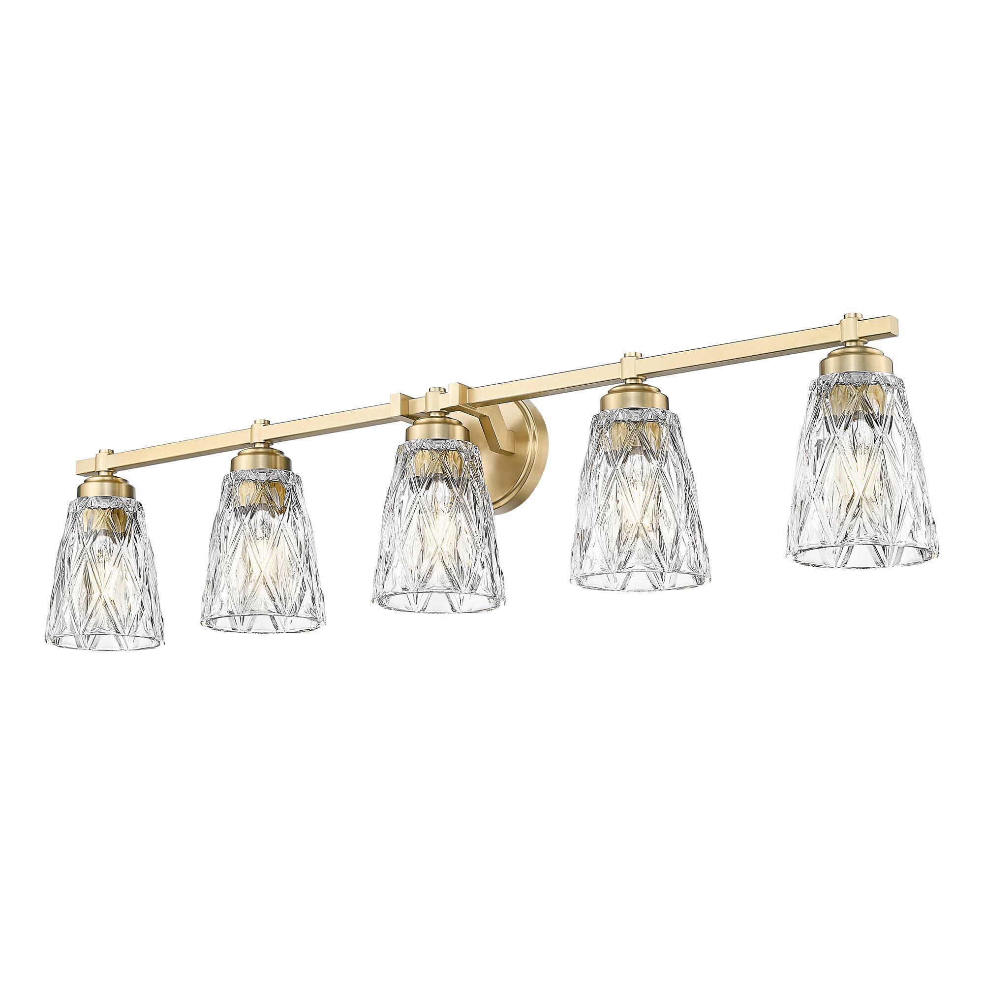Shown in Modern Gold finish and Clear glass