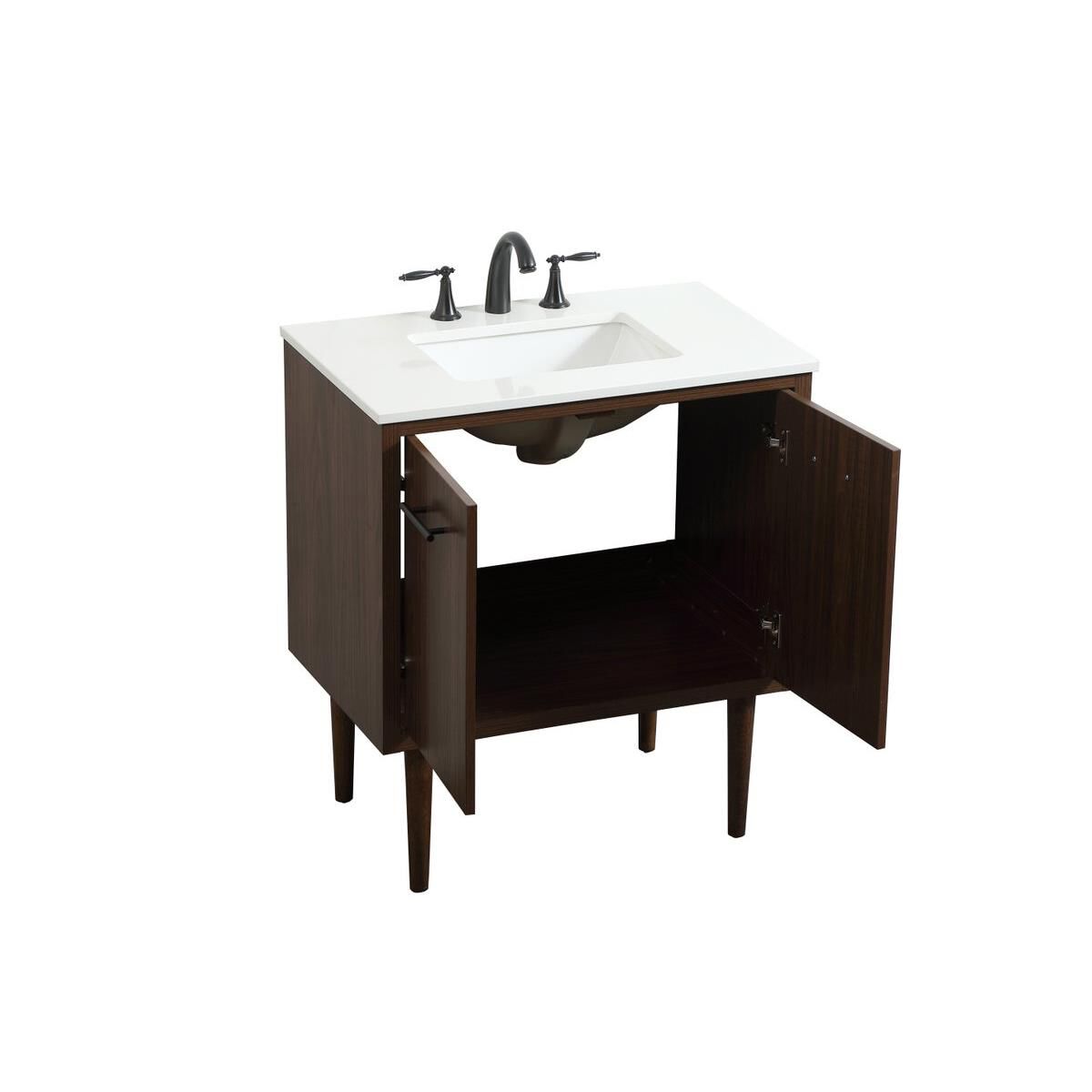 Shown in Walnut finish and No Backsplash accent