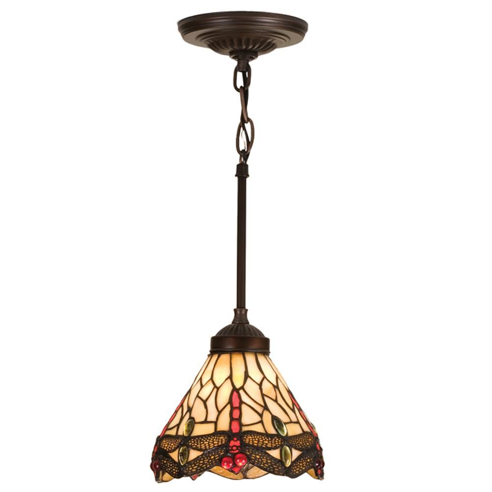 Tiffany Hanginghead Dragonfly 7 Inch Mini Pendant by Meyda Lighting
