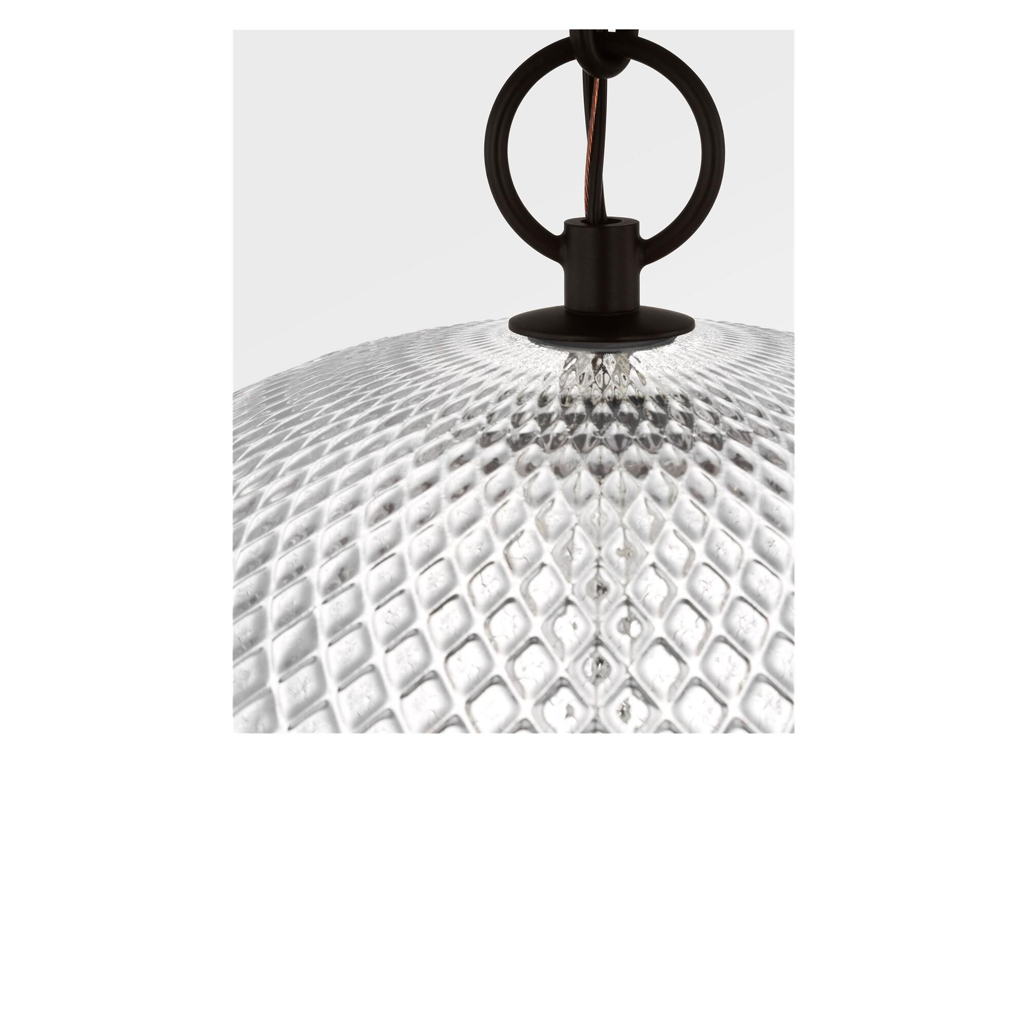 Shown in Aged Iron finish and Textured Transparent Prismatic glass