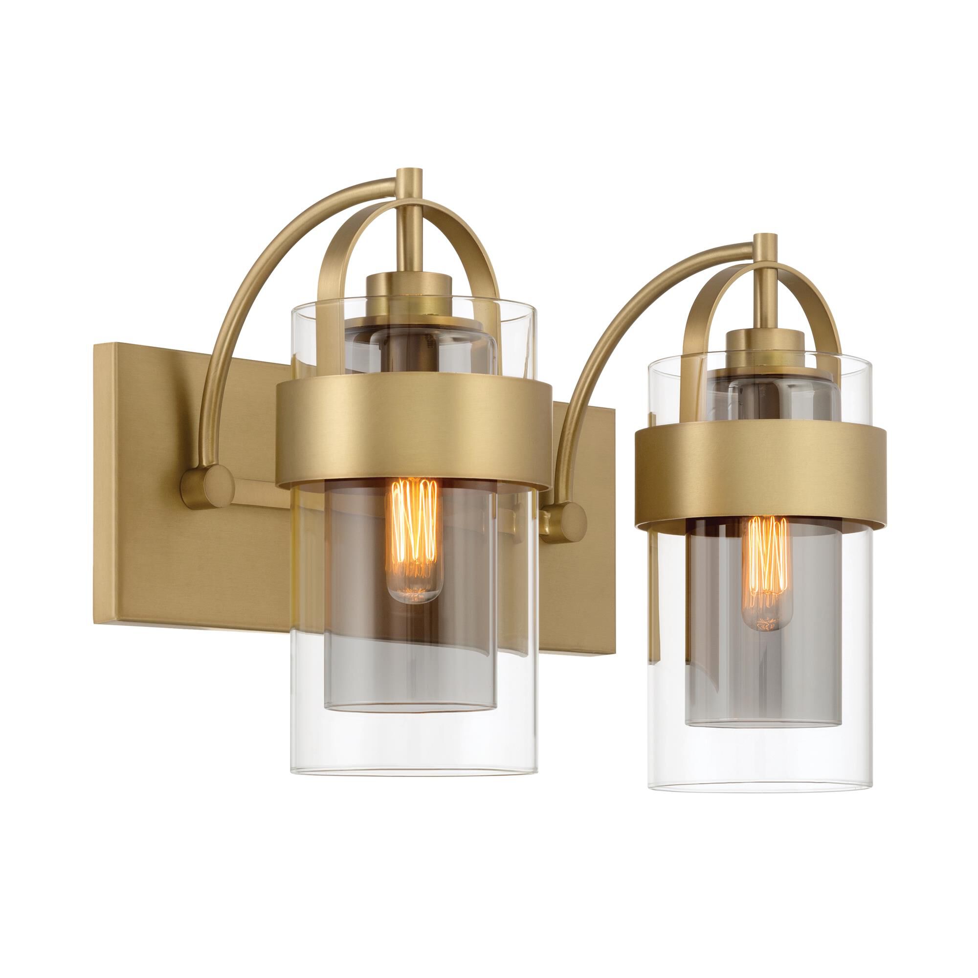 Shown in Legacy Brass finish and Clear and Grey glass