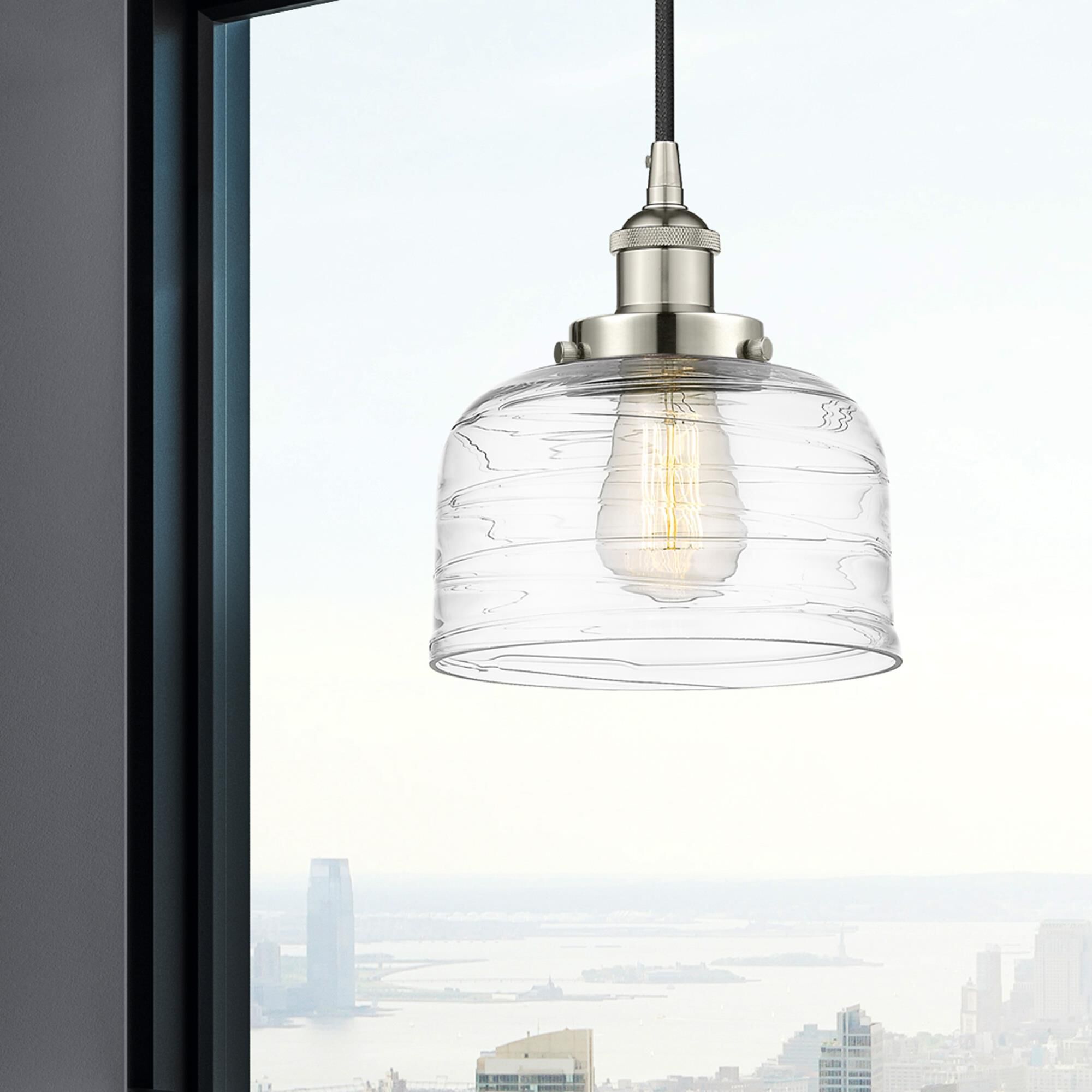 Shown in Polished Nickel finish and Clear glass