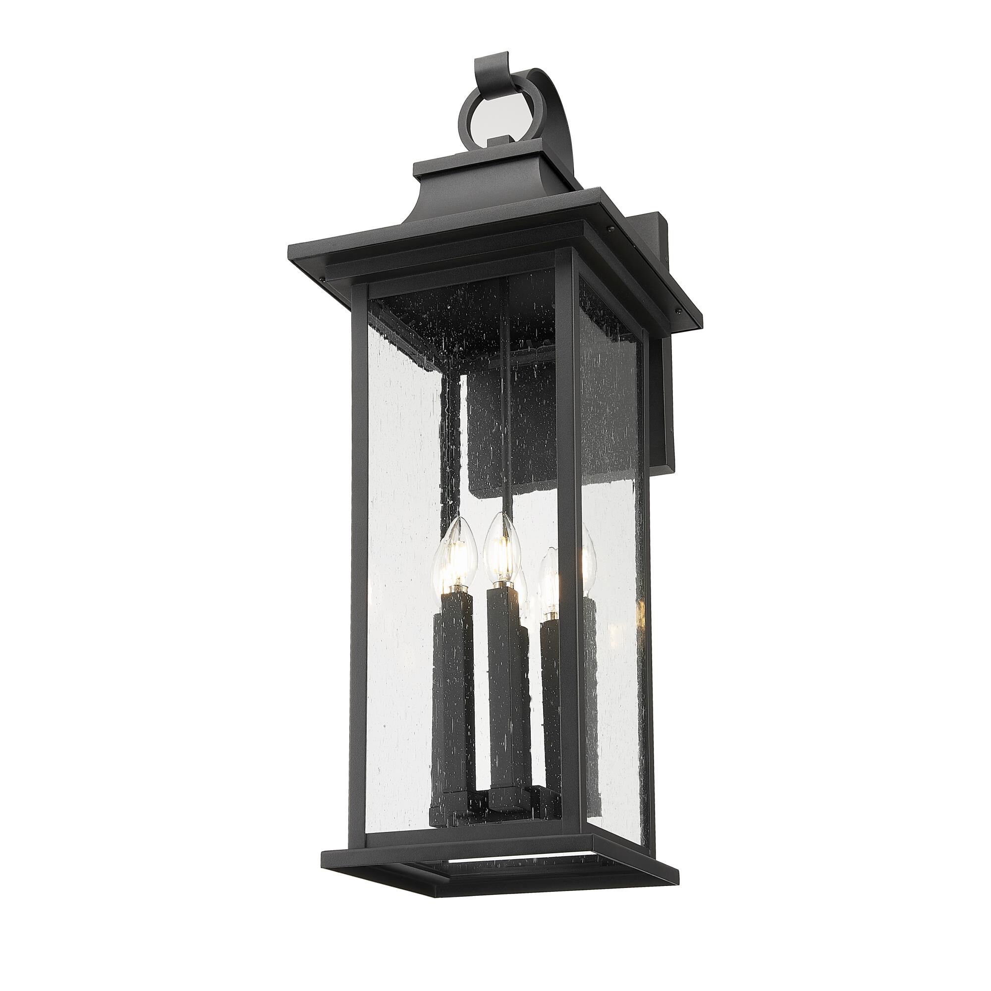 Shown in Black finish and Clear Seedy glass and Clear Seedy shade