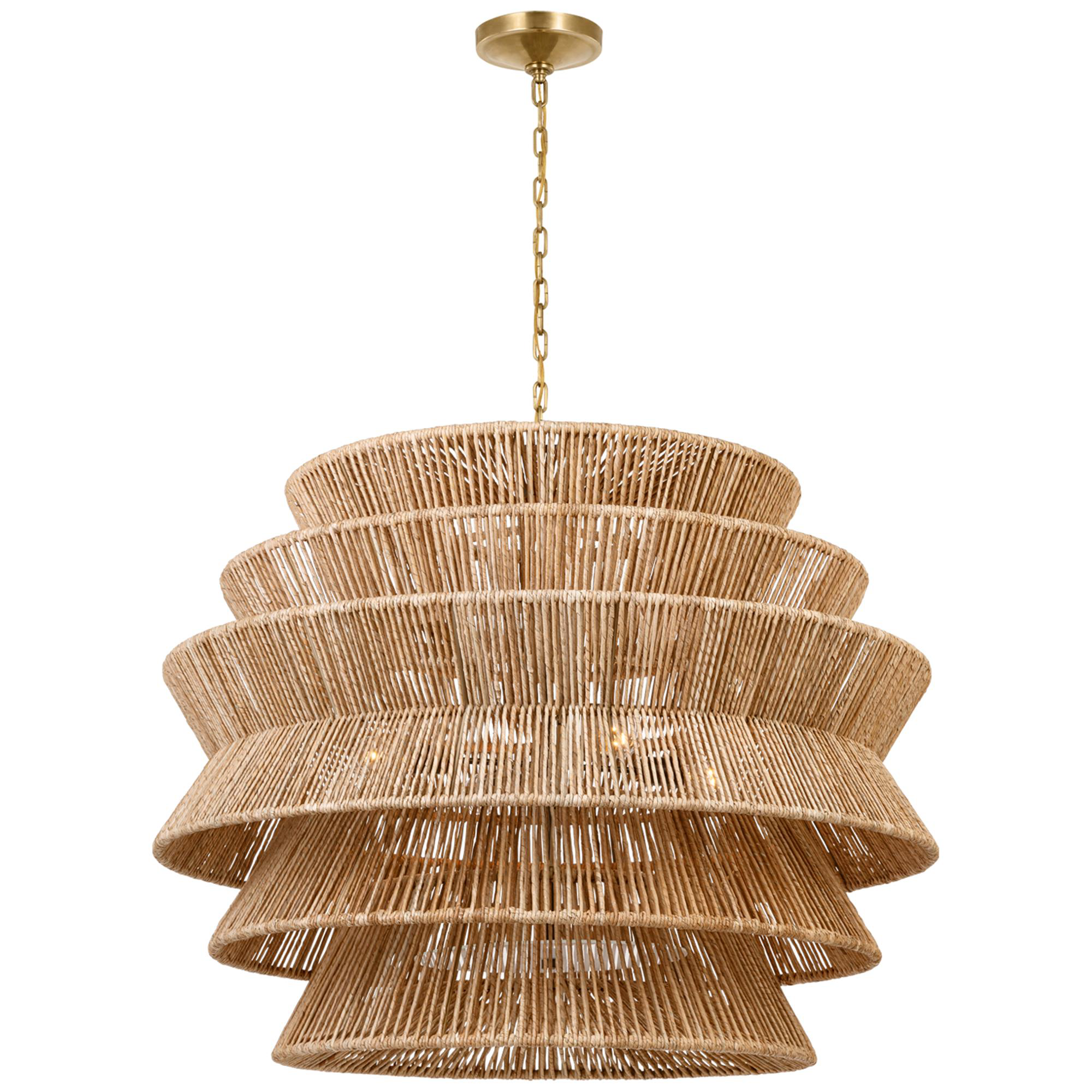 Shown in Antique-Burnished Brass and Natural Abaca finish