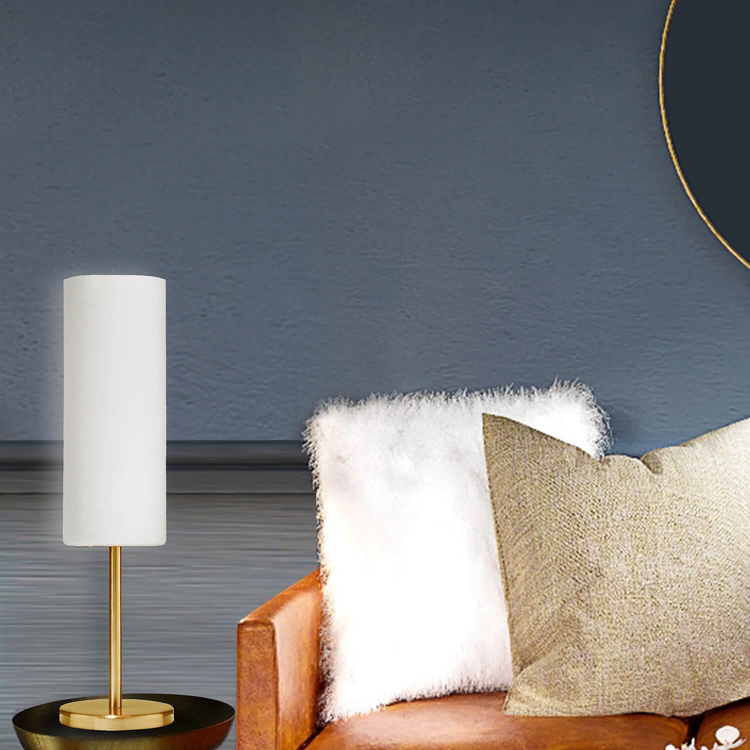 Shown in White and Aged Brass finish and White Cylinder glass