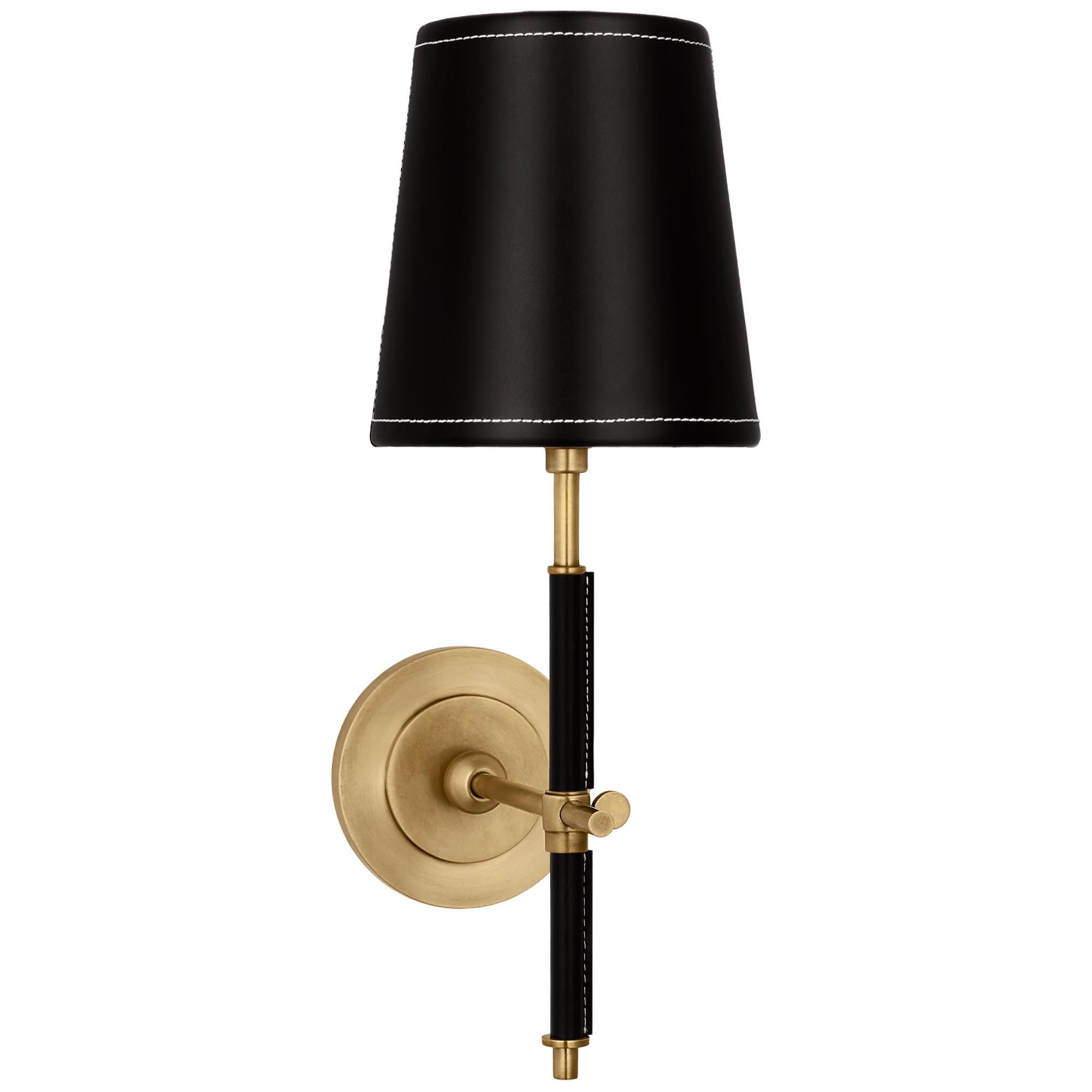 Shown in Hand-Rubbed Antique Brass and Chocolate Leather finish
