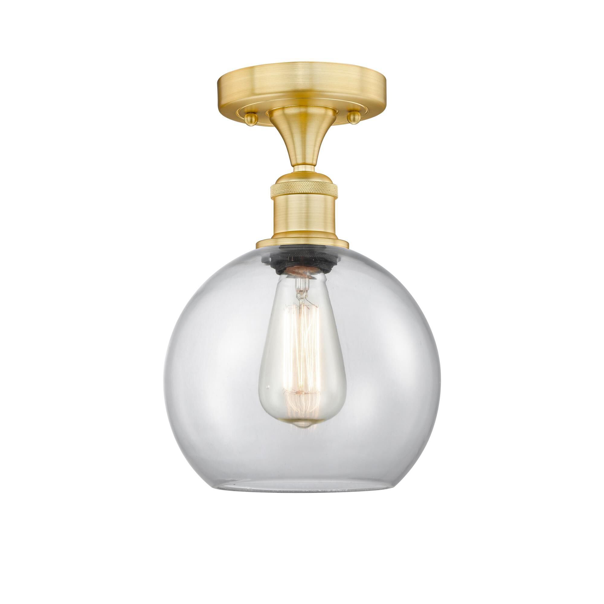 Shown in Satin Gold finish and Clear glass