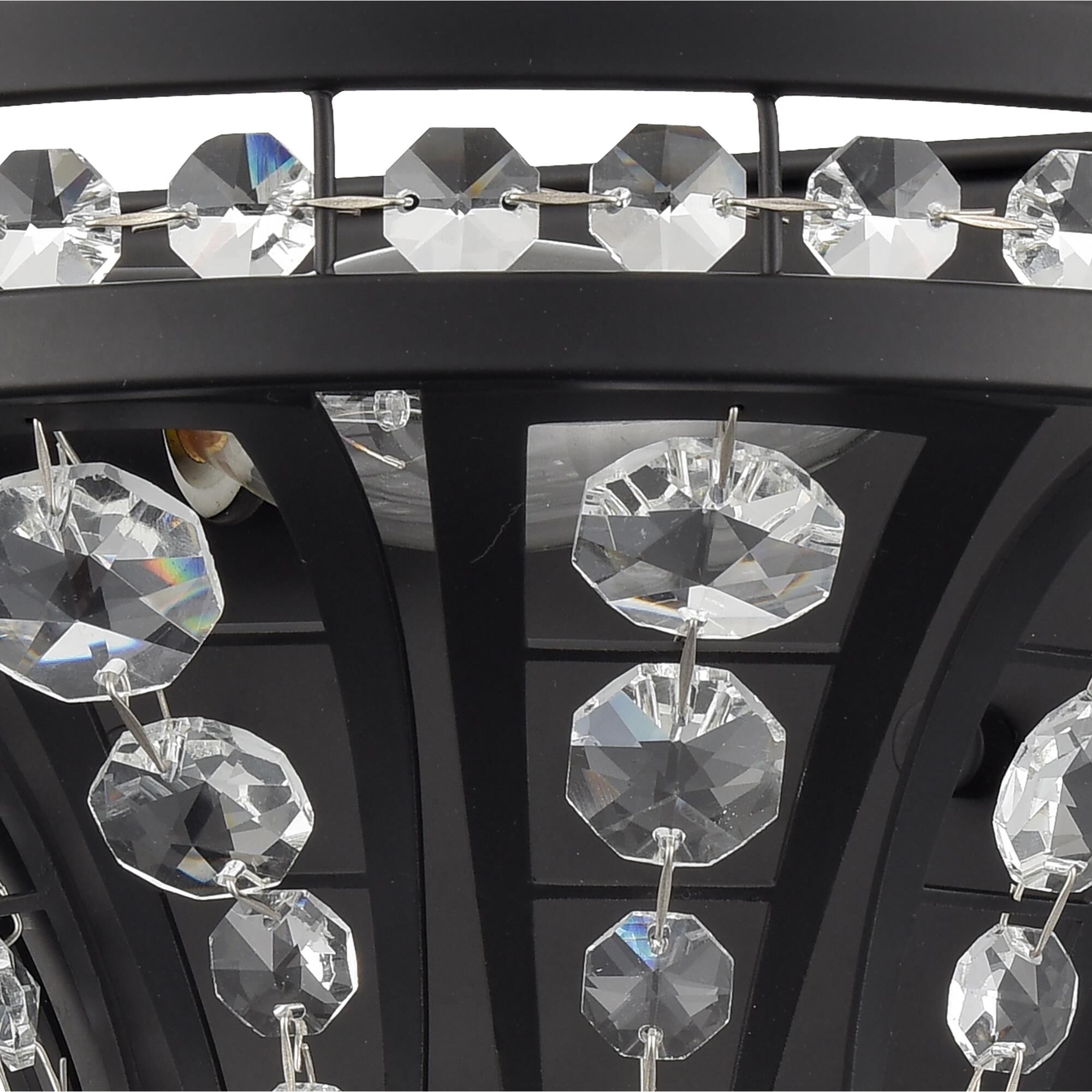 Shown in Black finish and Matte Black Metal with Crystal Strands shade