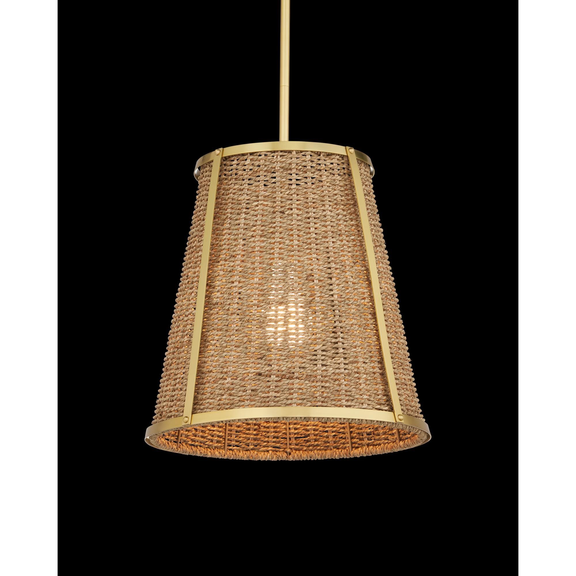 Shown in Natural and Polished Brass finish and Natural Seagrass shade
