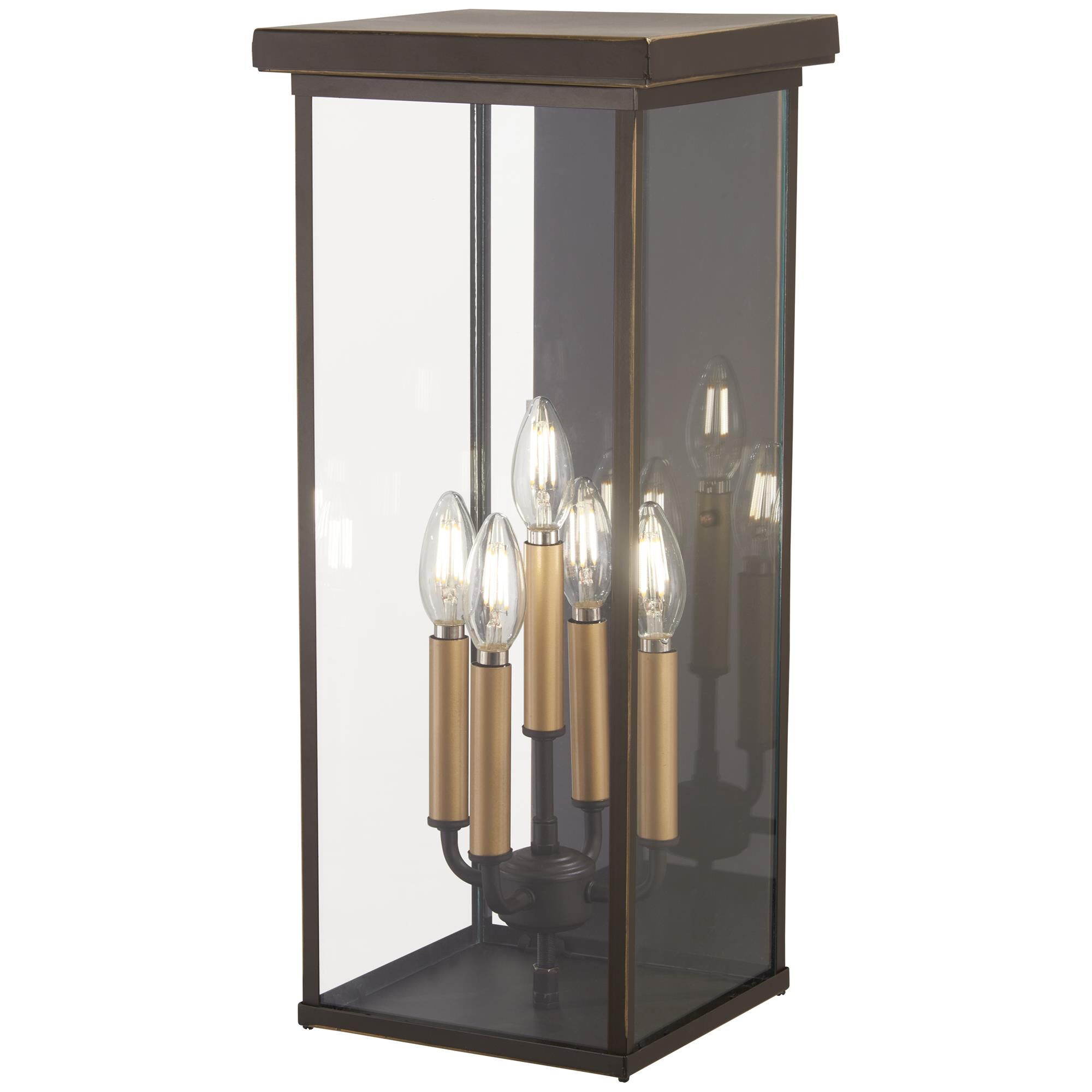 Shown in Oil Rubbed Bronze W/ Gold High finish and Clear glass