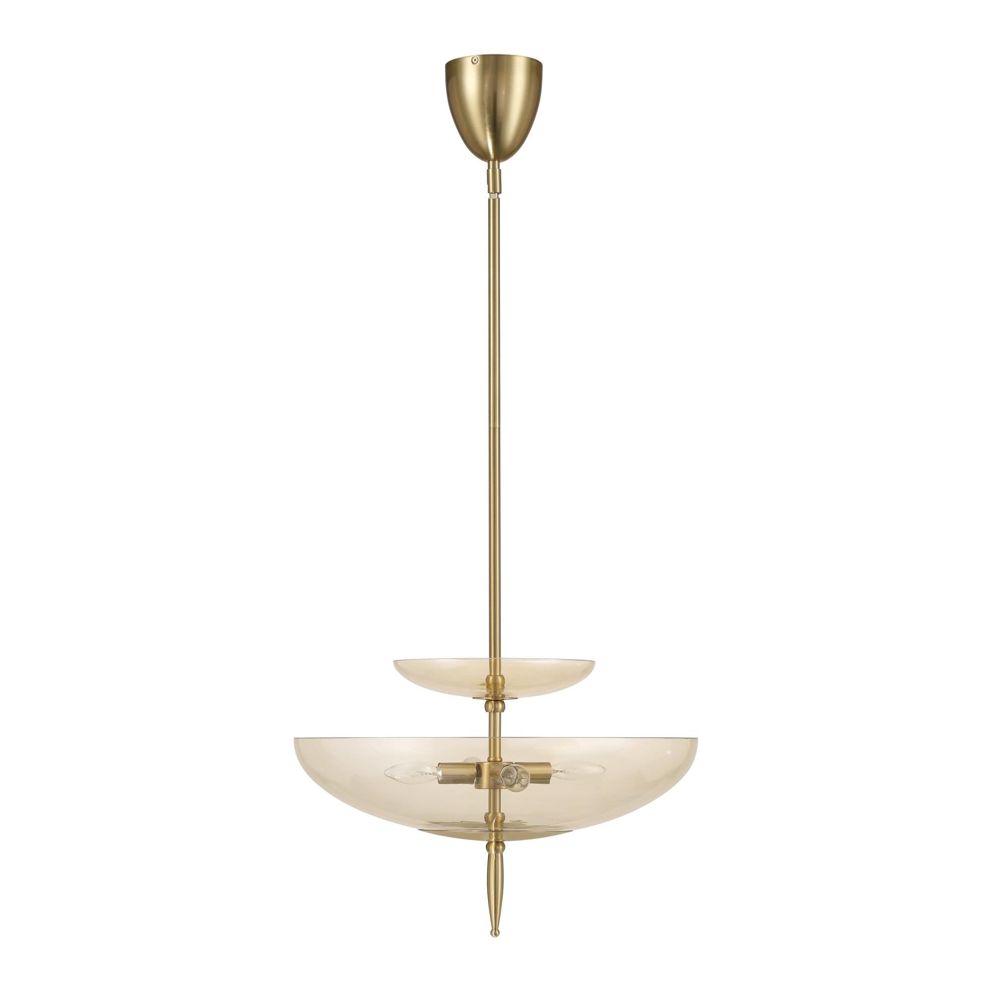 Shown in Brushed Gold finish and Smoked Amber glass