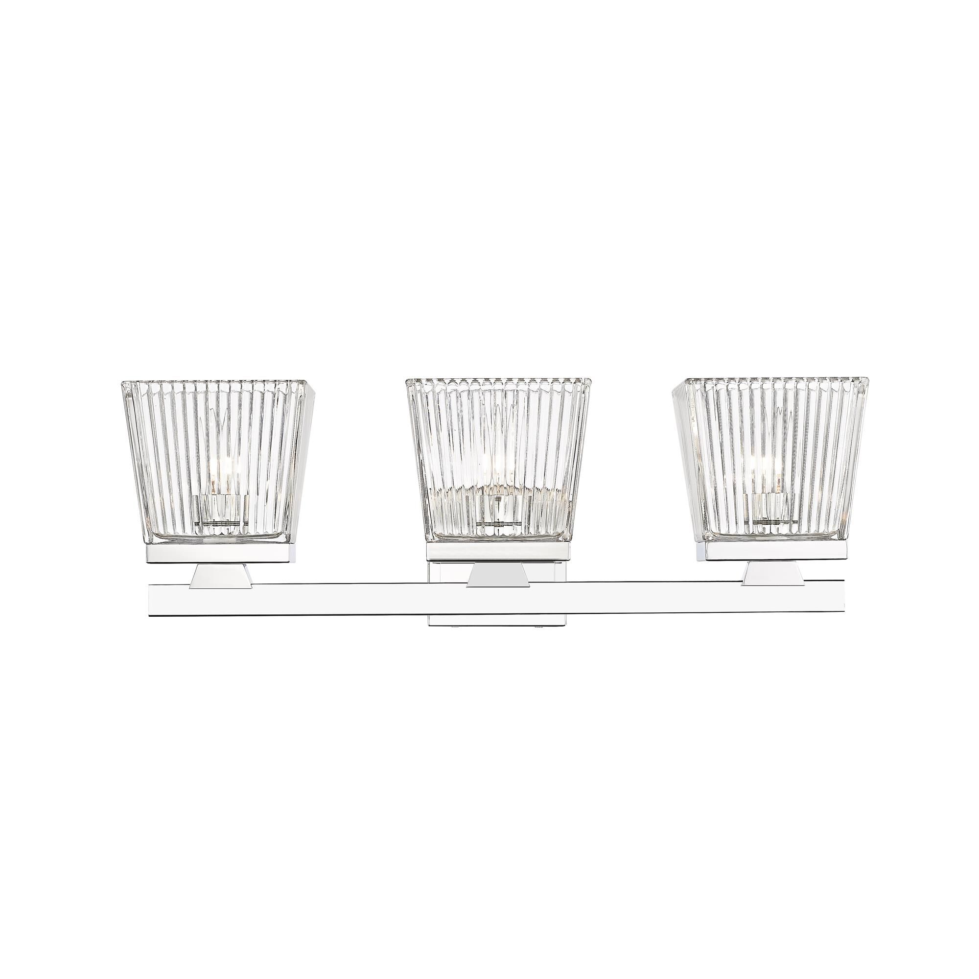 Shown in Chrome finish and Glass shade
