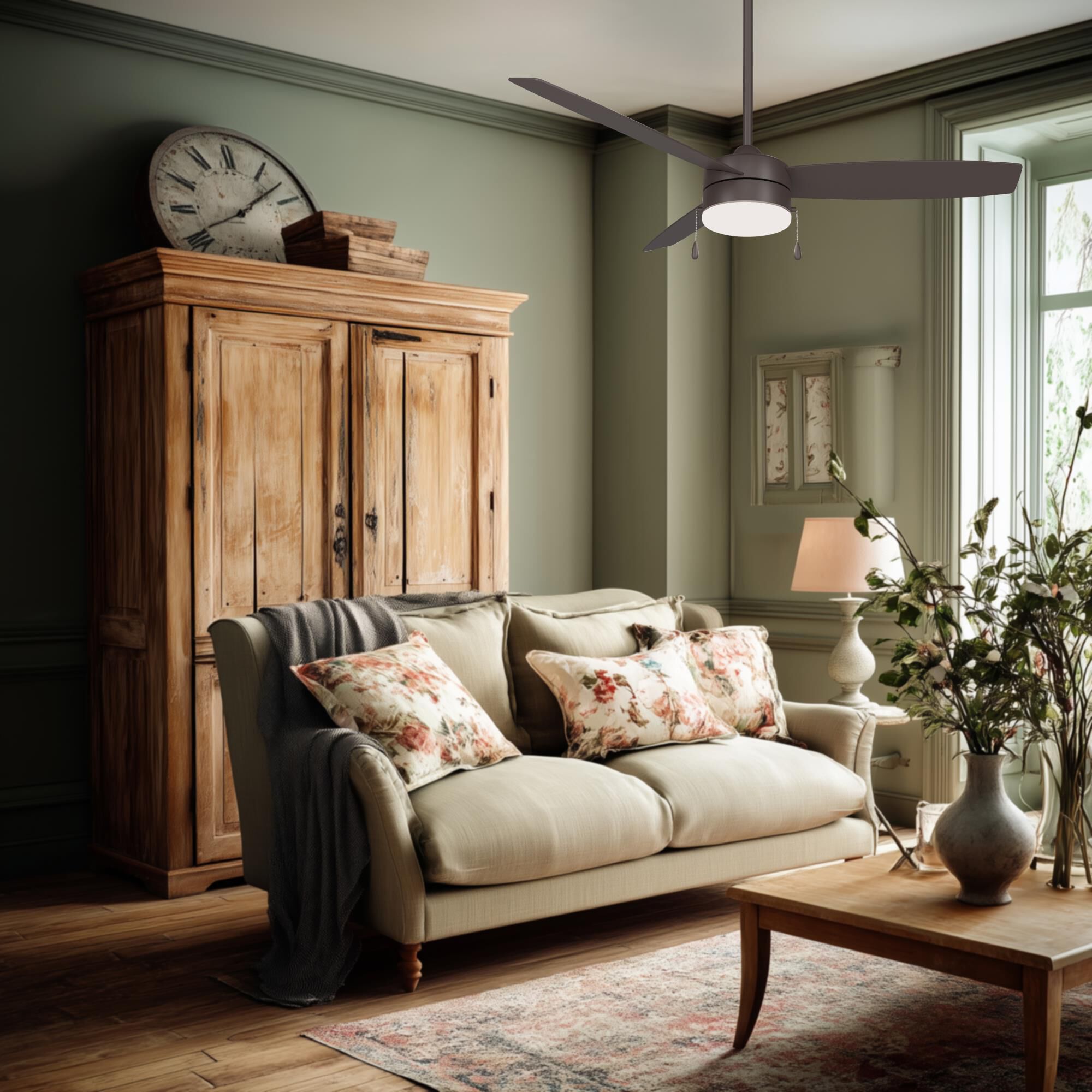 Shown in Oil Rubbed Bronze finish and Frosted White glass