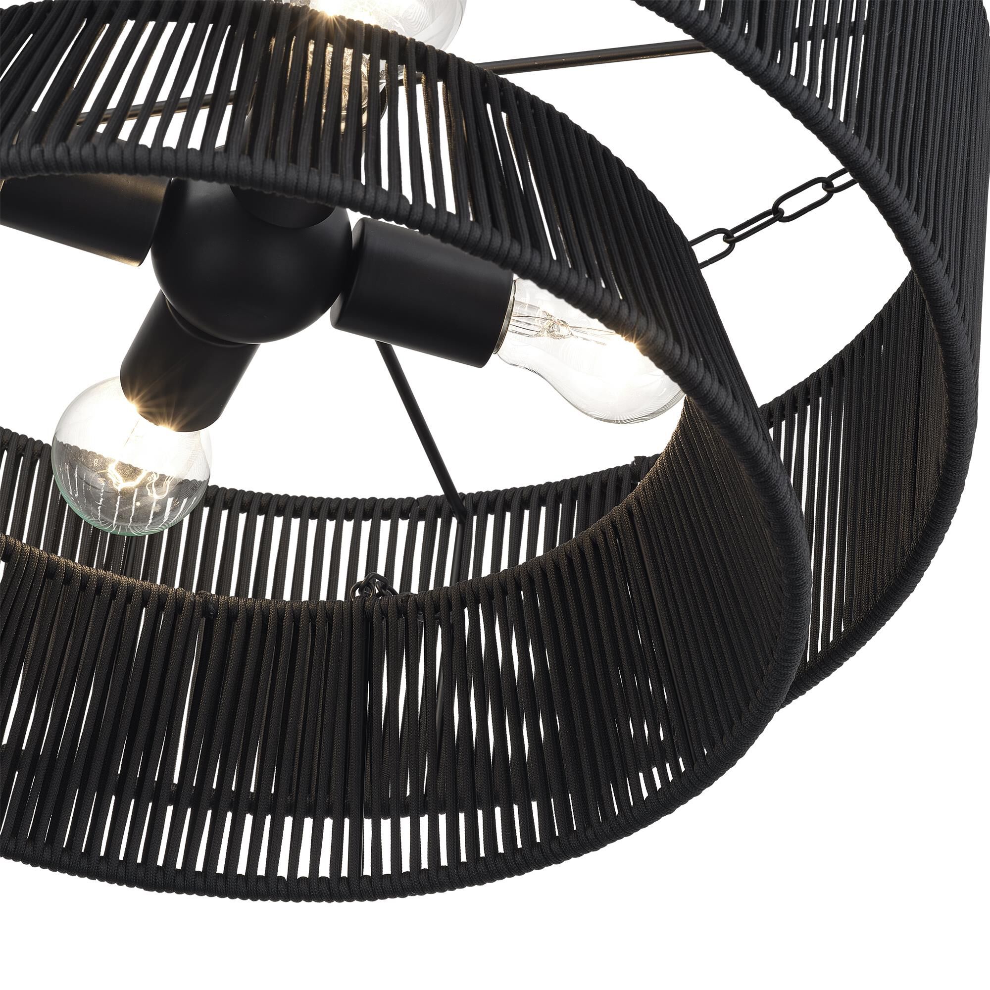 Shown in Black finish and Hand-Woven Parisian Night Color Polyester Rope shade