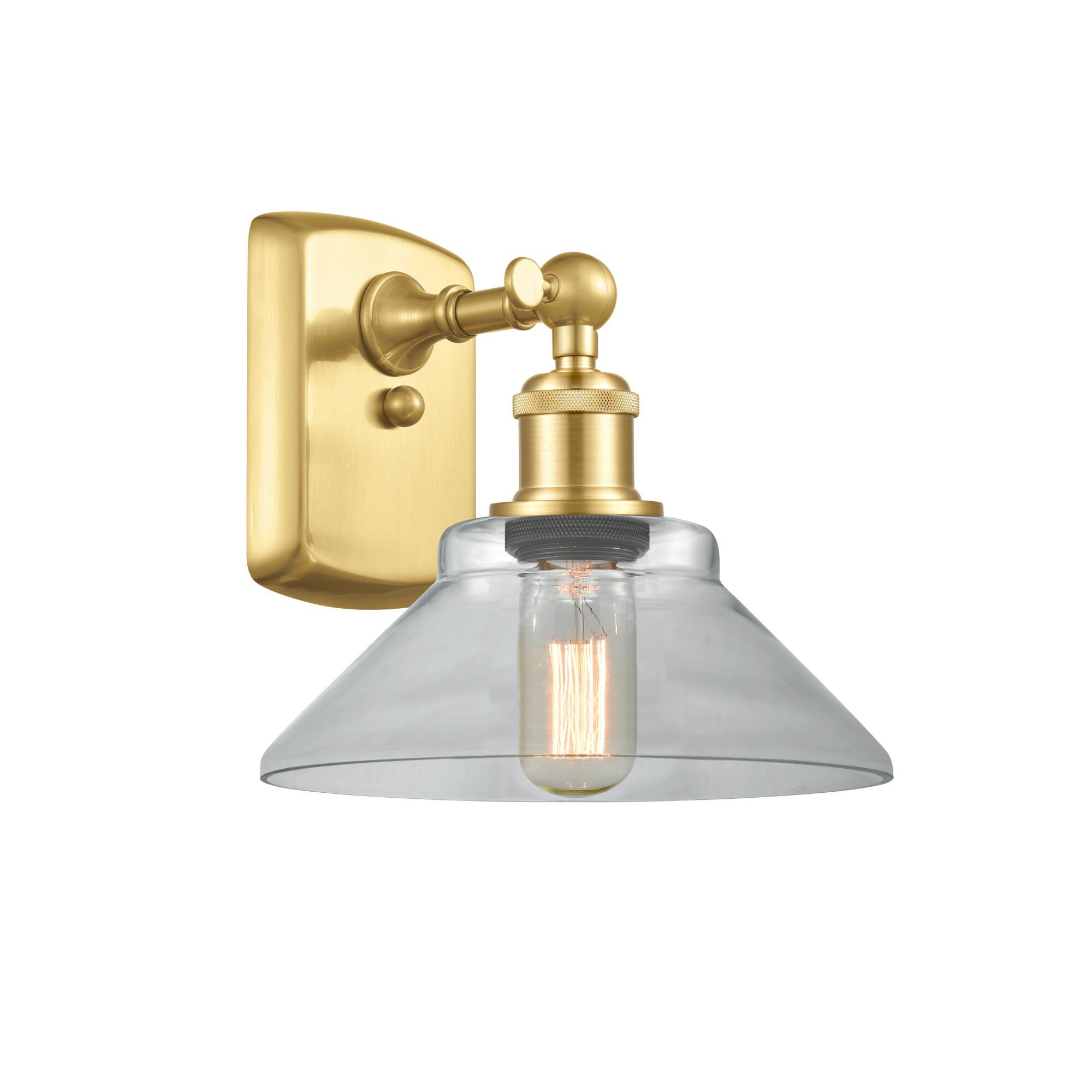 Shown in Satin Gold finish and Clear glass