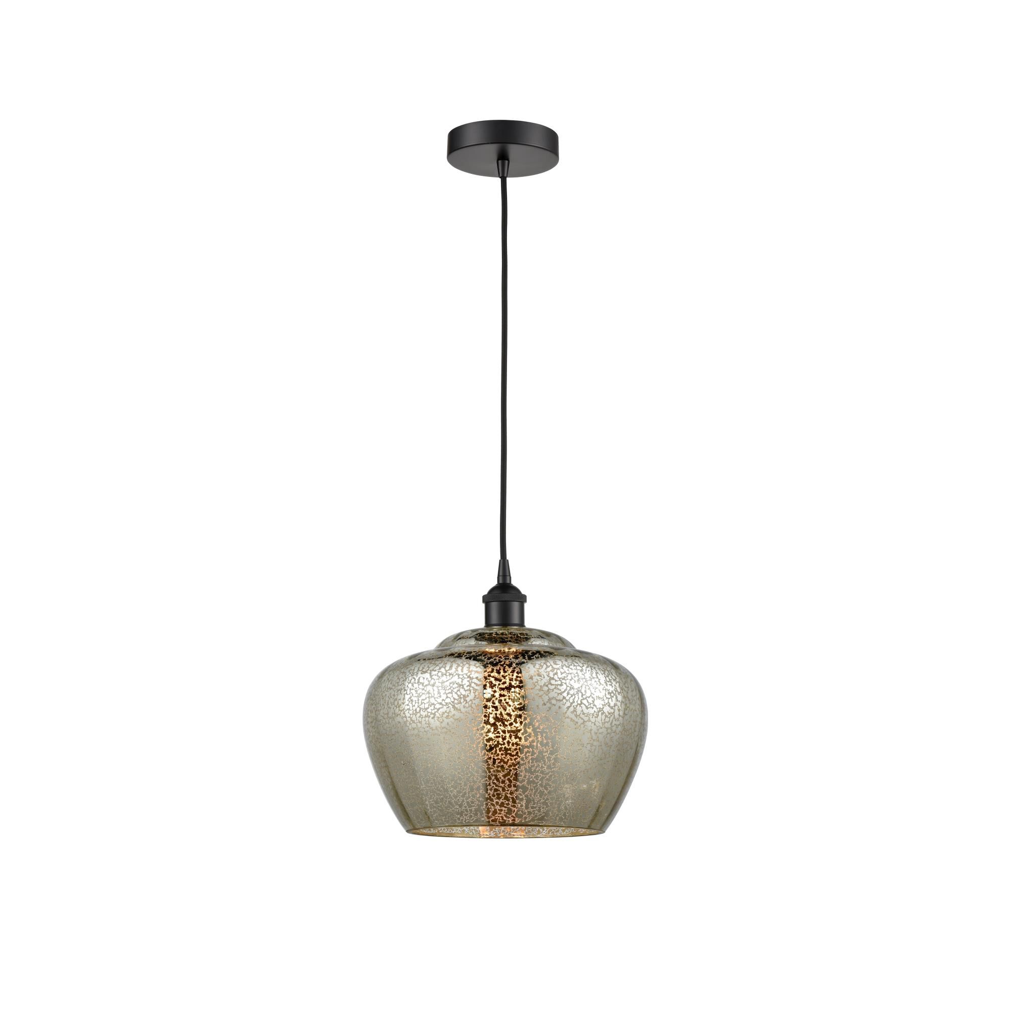 Shown in Matte Black finish and Large Mercury Fenton glass