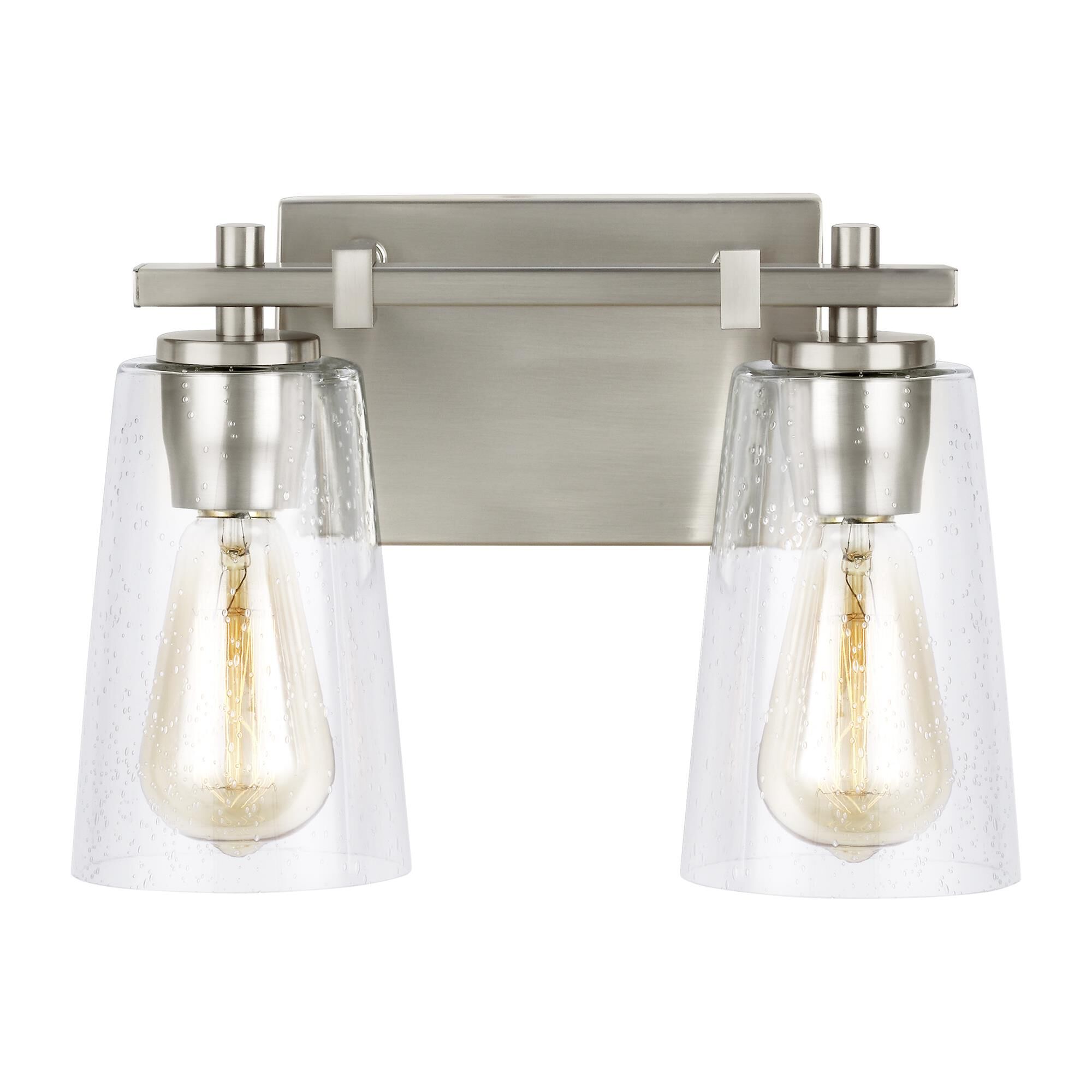 Shown in Satin Nickel finish and Clear Seeded glass