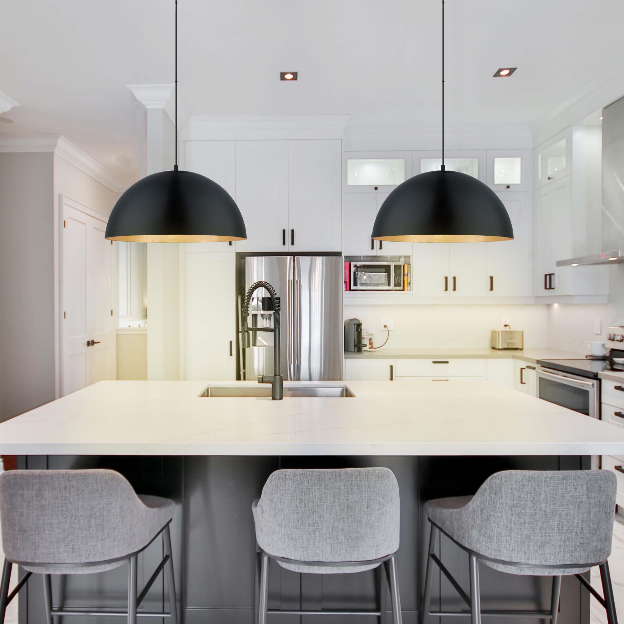 Shown in Black and Gold finish and Black and Gold shade