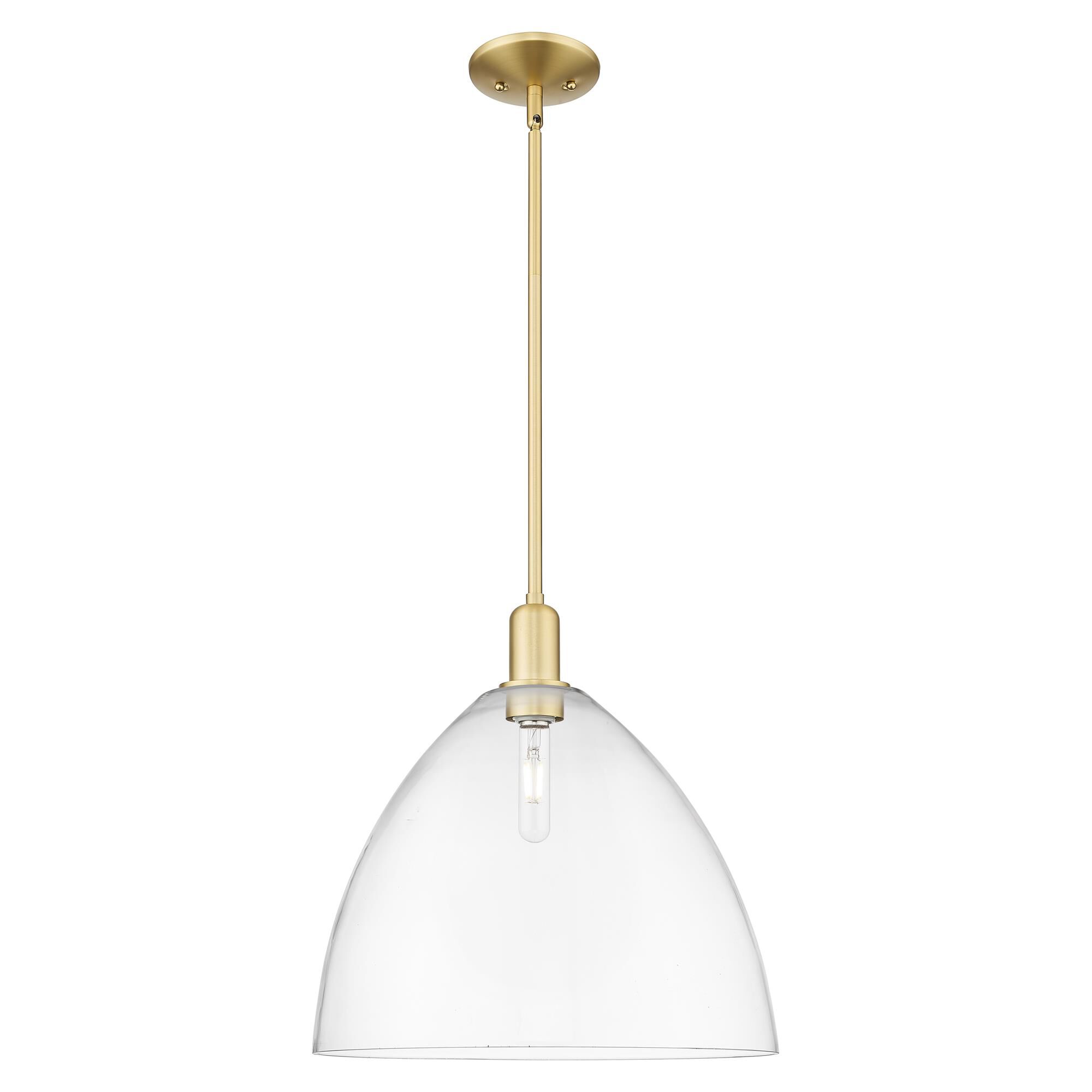 Shown in Satin Gold finish and Clear glass