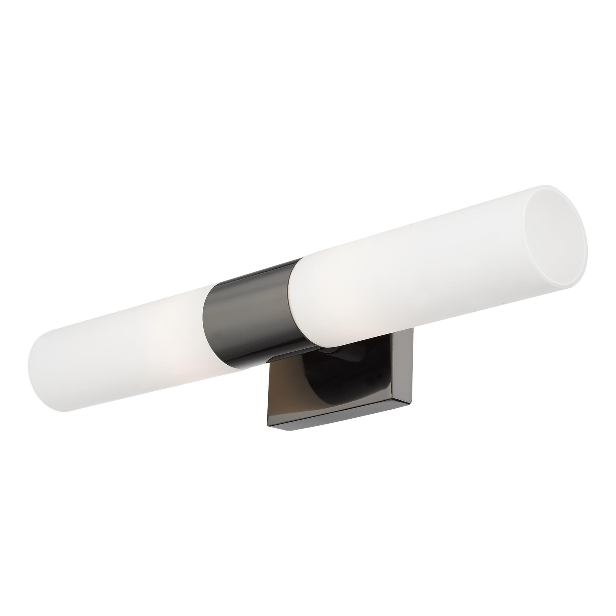 Shown in Black Chrome finish and Hand Blown Satin Opal White Twist Lock glass
