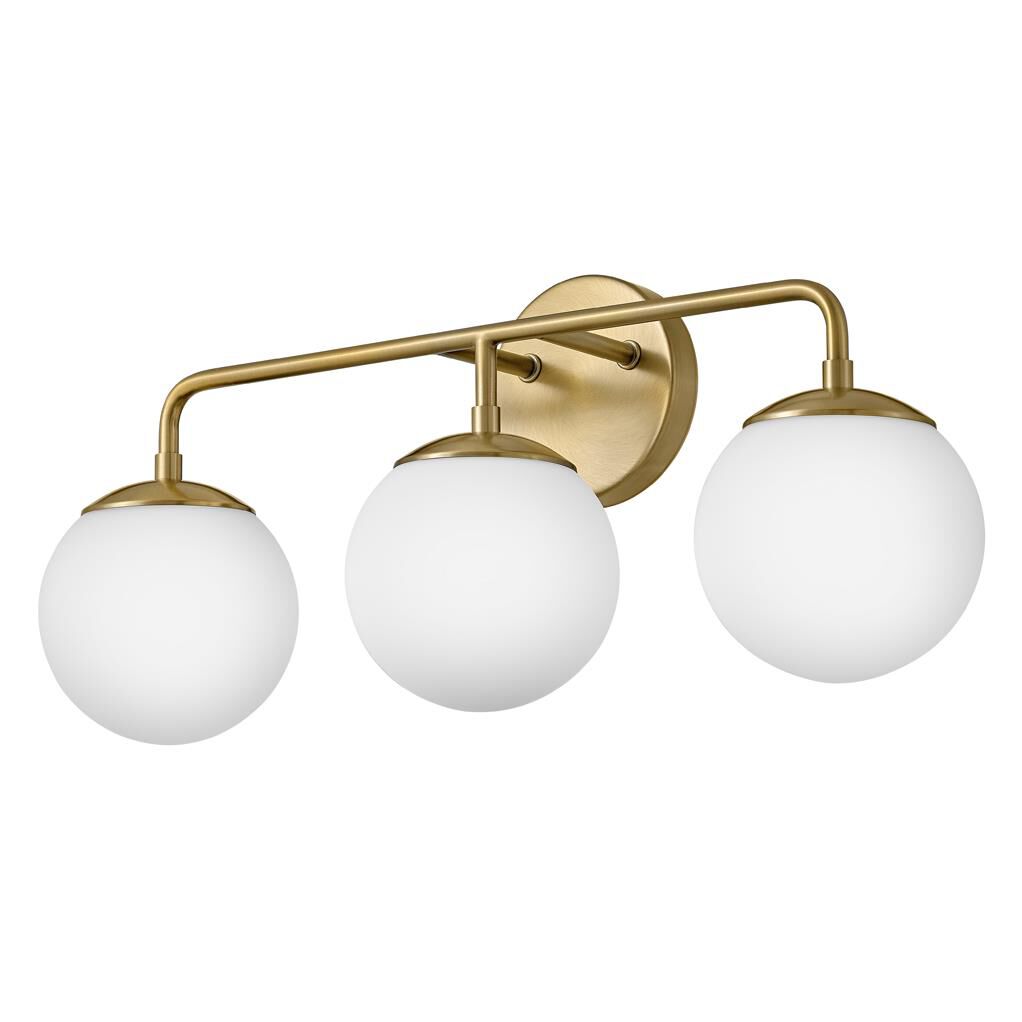 Shown in Lacquered Brass finish and White glass