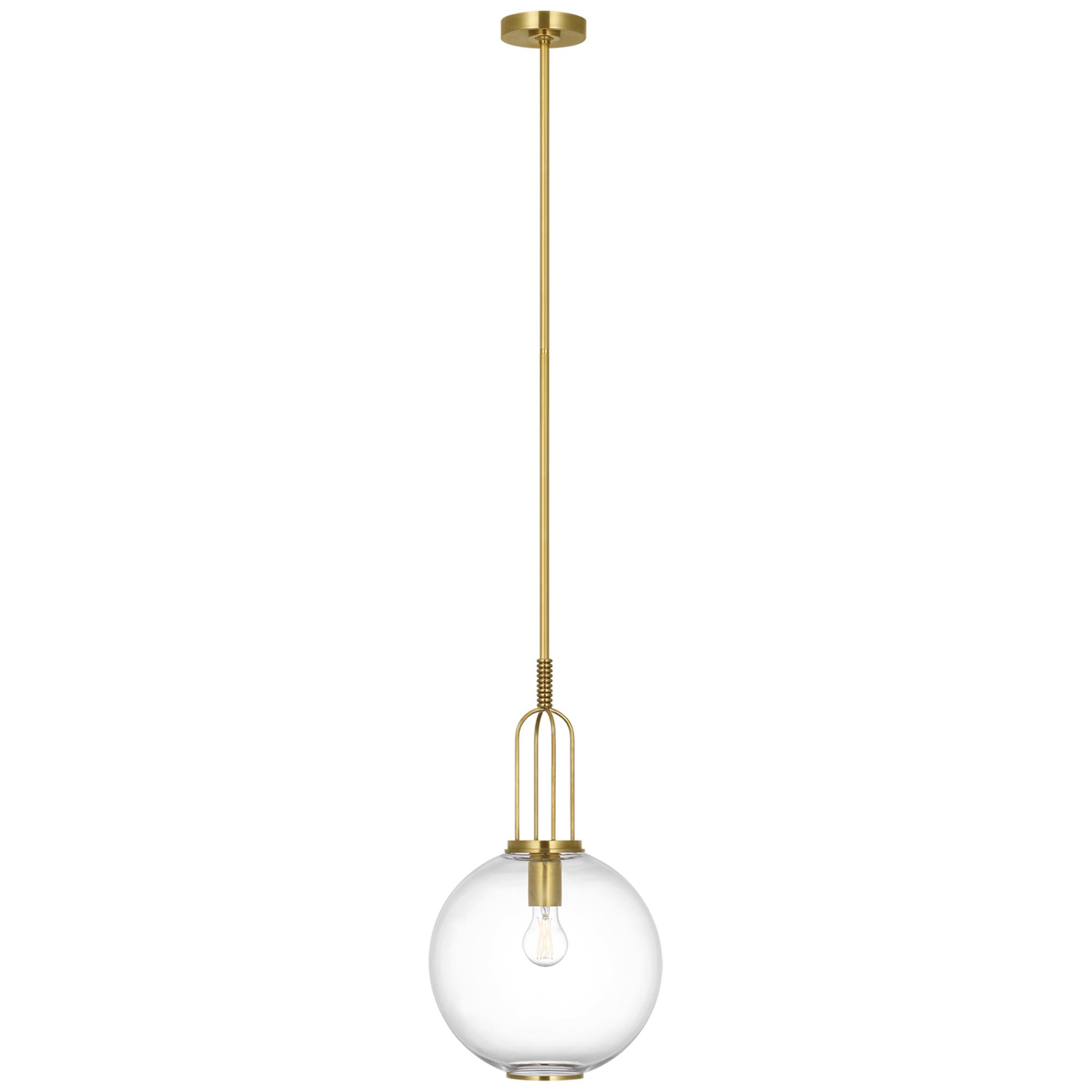 Shown in Soft Brass finish and Clear glass