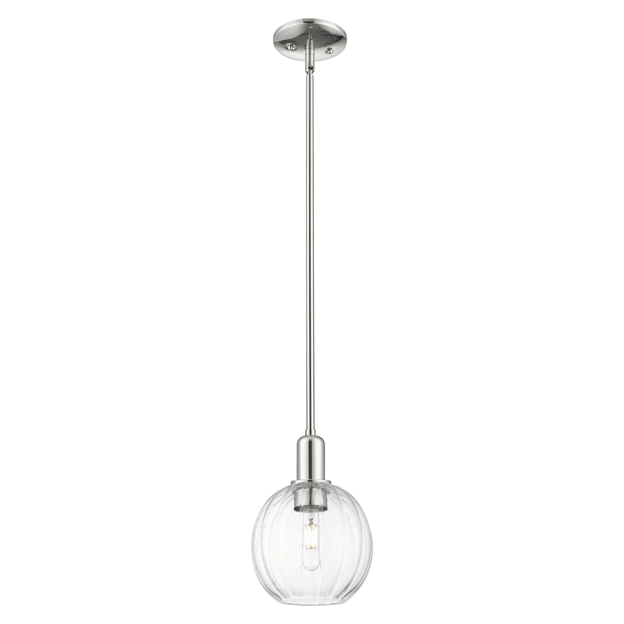 Shown in Polished Nickel finish and Clear glass