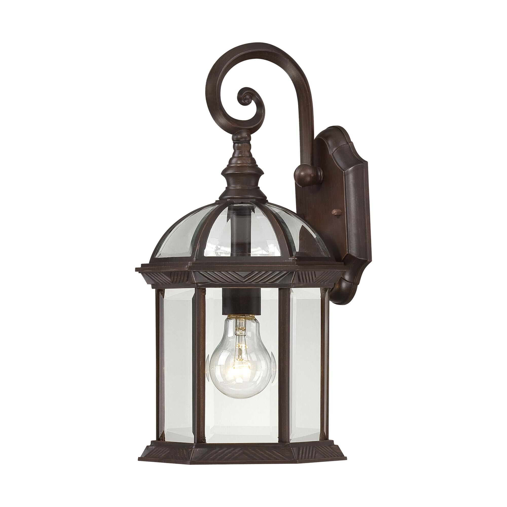 Shown in Rustic Bronze finish and Clear Beveled glass