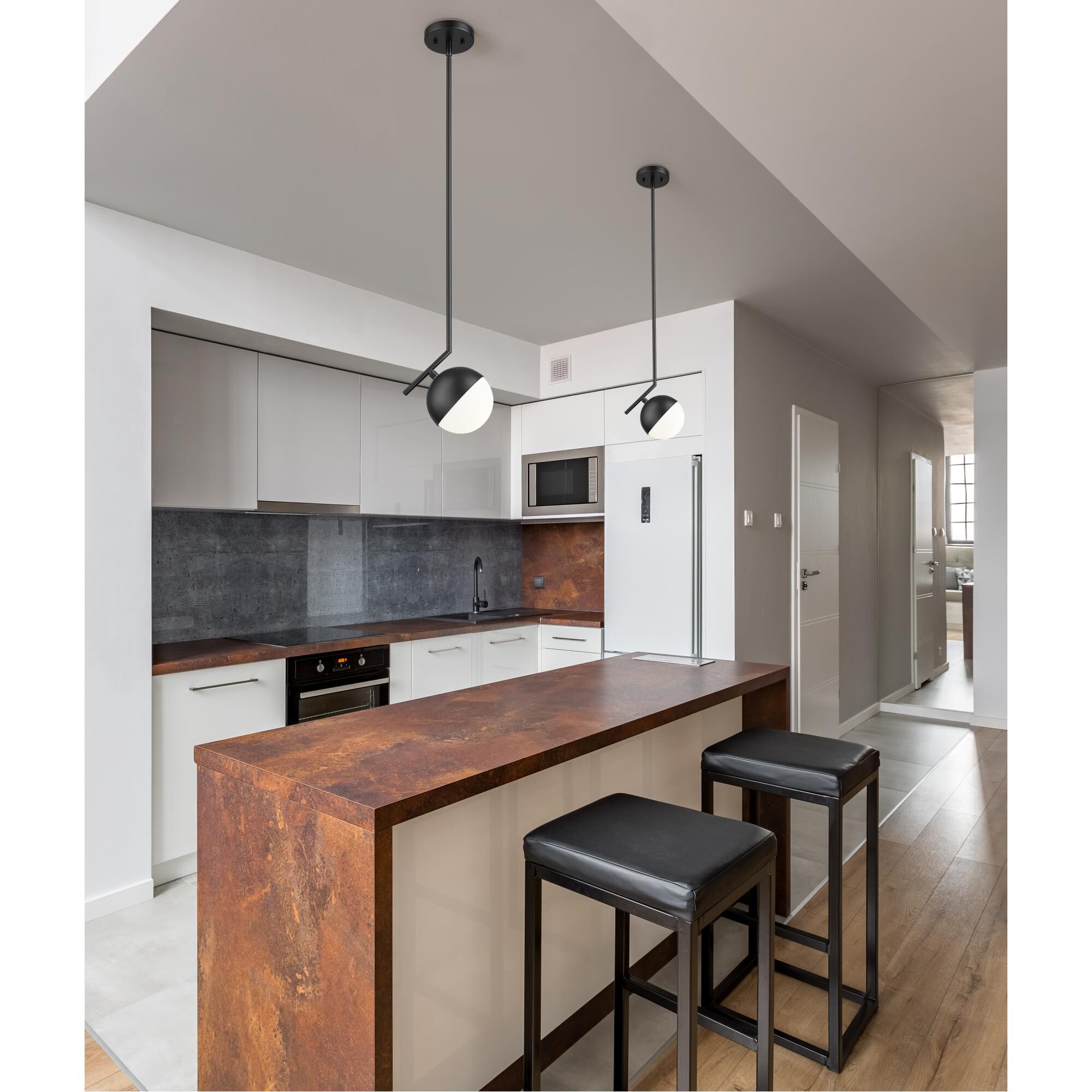 Shown in Matte Black finish and Matte Opal glass and Matte Opal shade