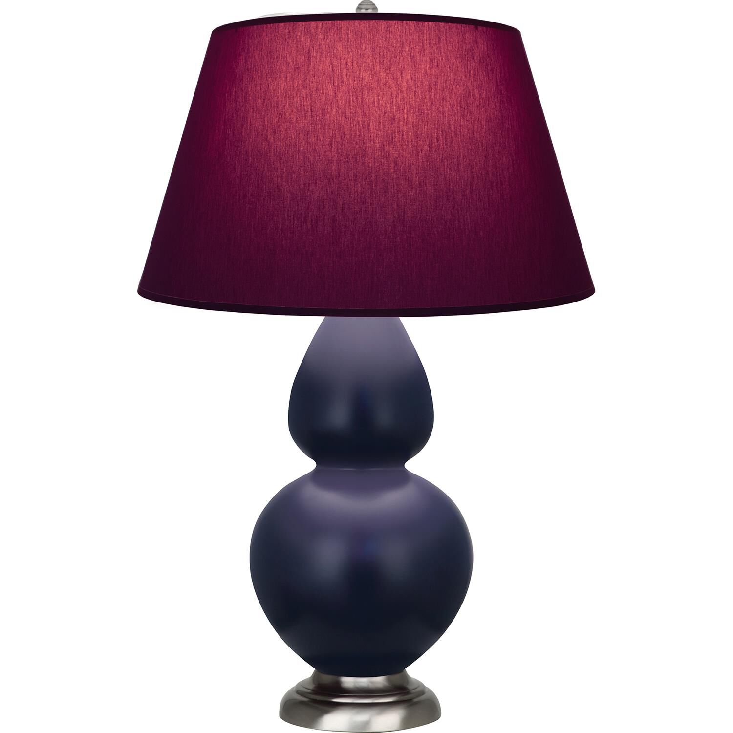 Shown in Matte Midnight Blue finish and Plum and Lavender shade and Antique Silver accent