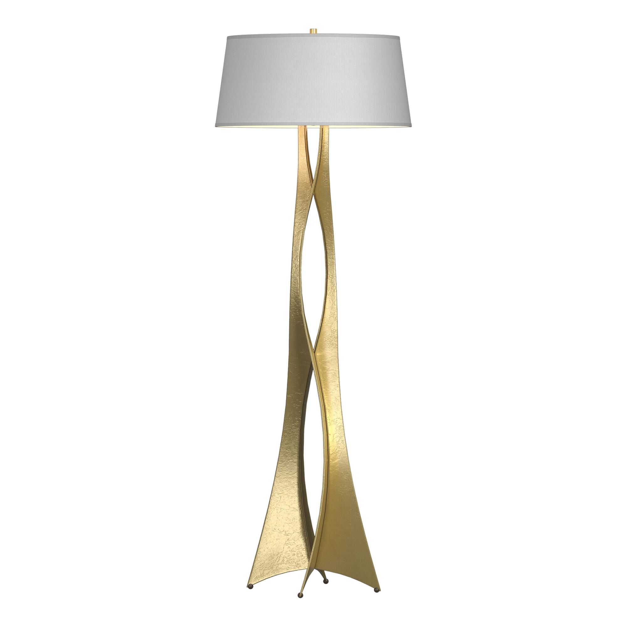 Shown in Modern Brass finish and Natural Anna shade