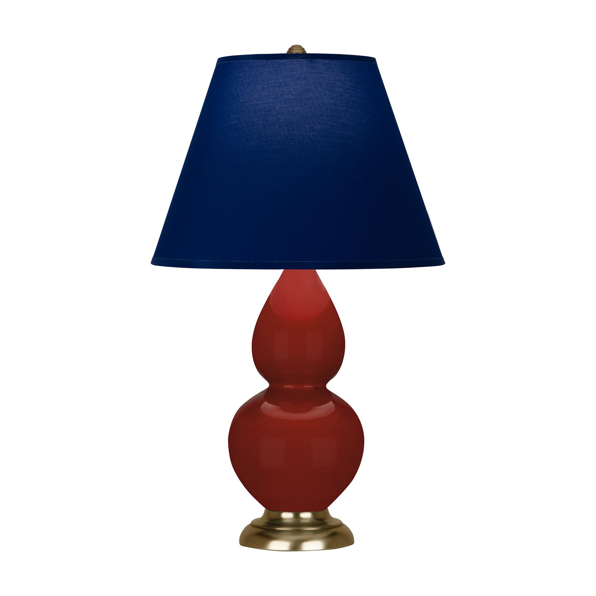 Shown in Oxblood finish and Navy with Gray Lining shade and Antique Brass accent