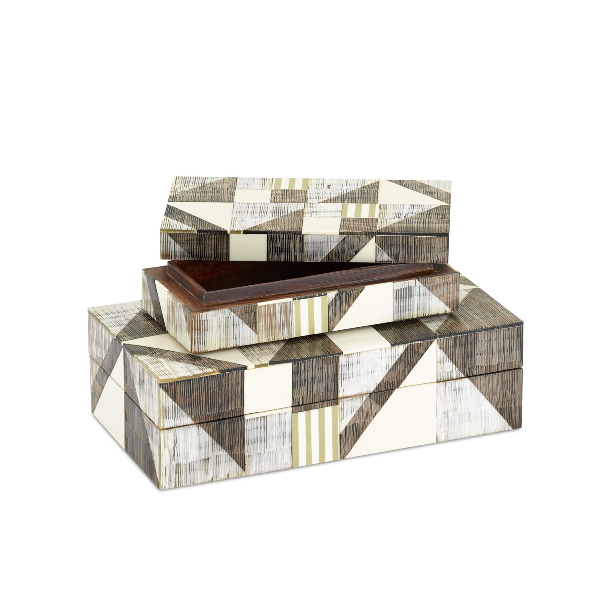 Modernist Bone and Horn Boxes Set of 2 Accent Box,