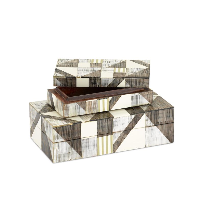 Modernist Bone and Horn Boxes Set of 2 Accent Box by Currey and Company