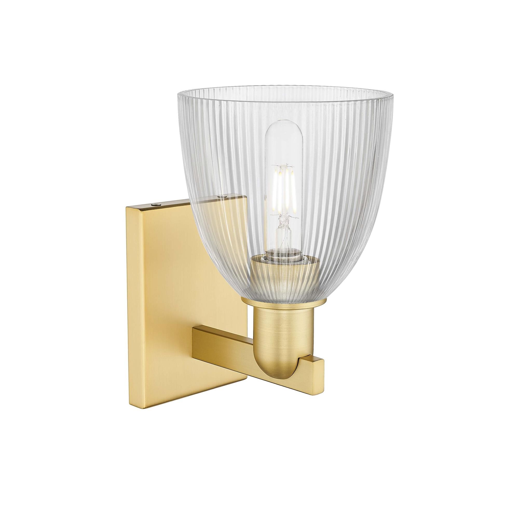 Shown in Satin Gold finish and Clear glass
