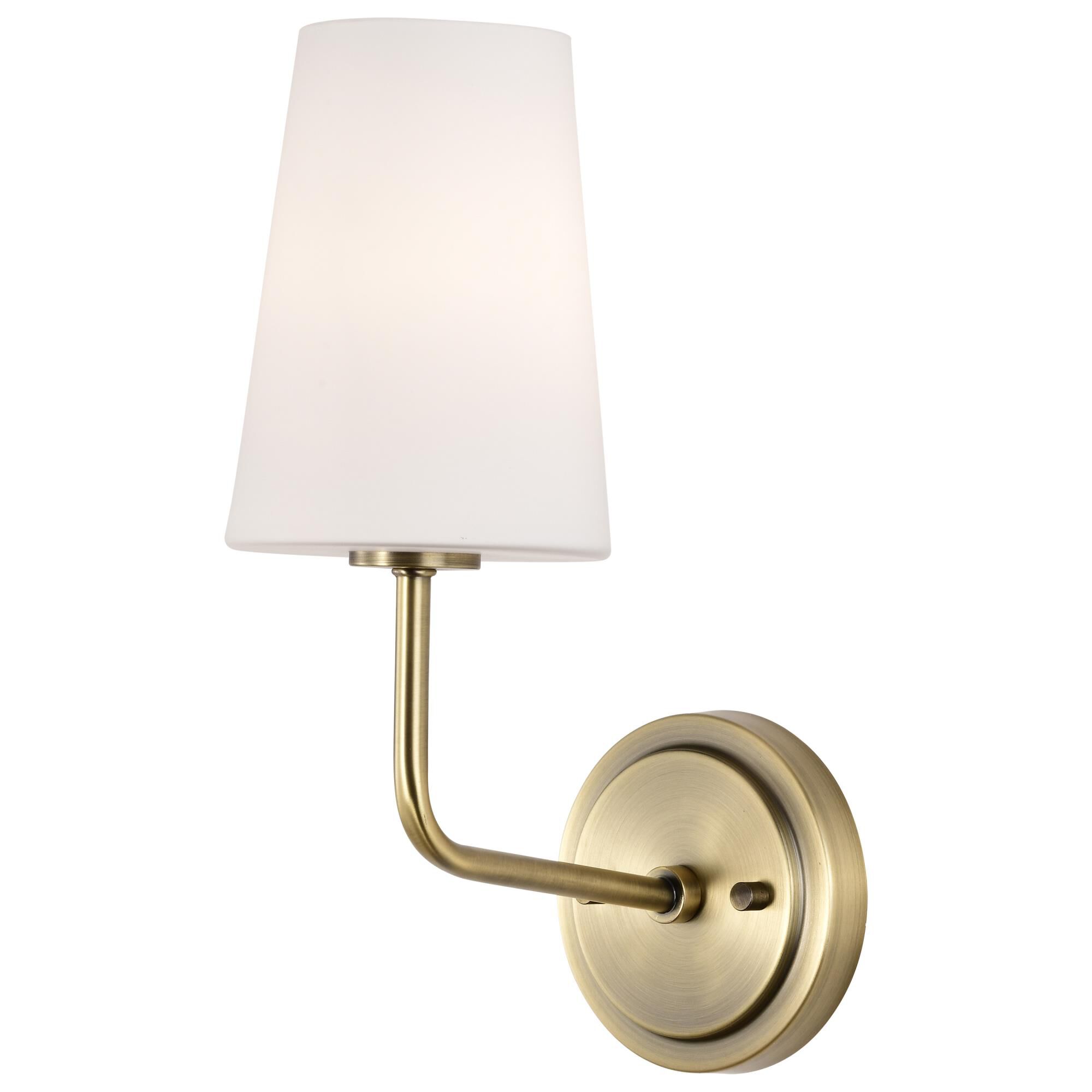 Shown in Vintage Brass finish and Etched White Opal glass and Etched Opal shade