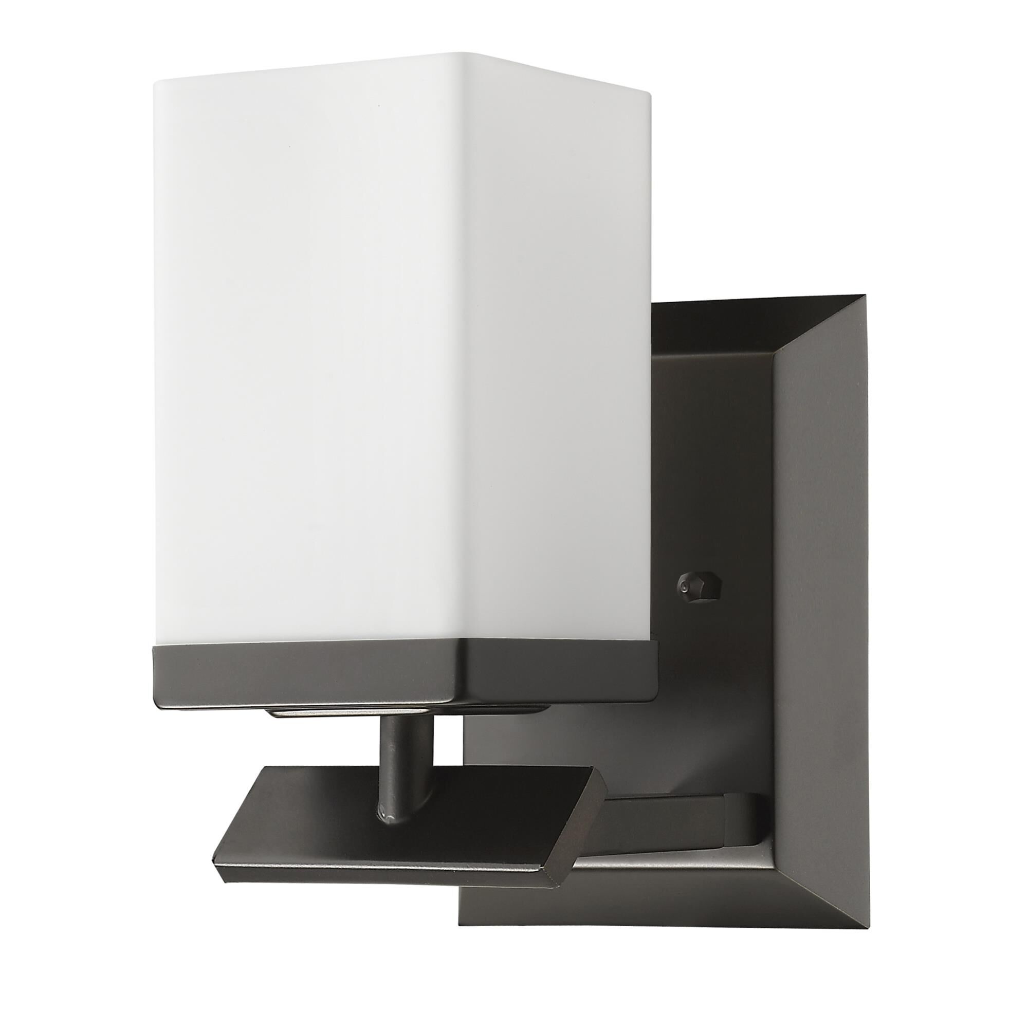 Shown in Oil Rubbed Bronze finish and White glass and White Rectangular Glass s shade