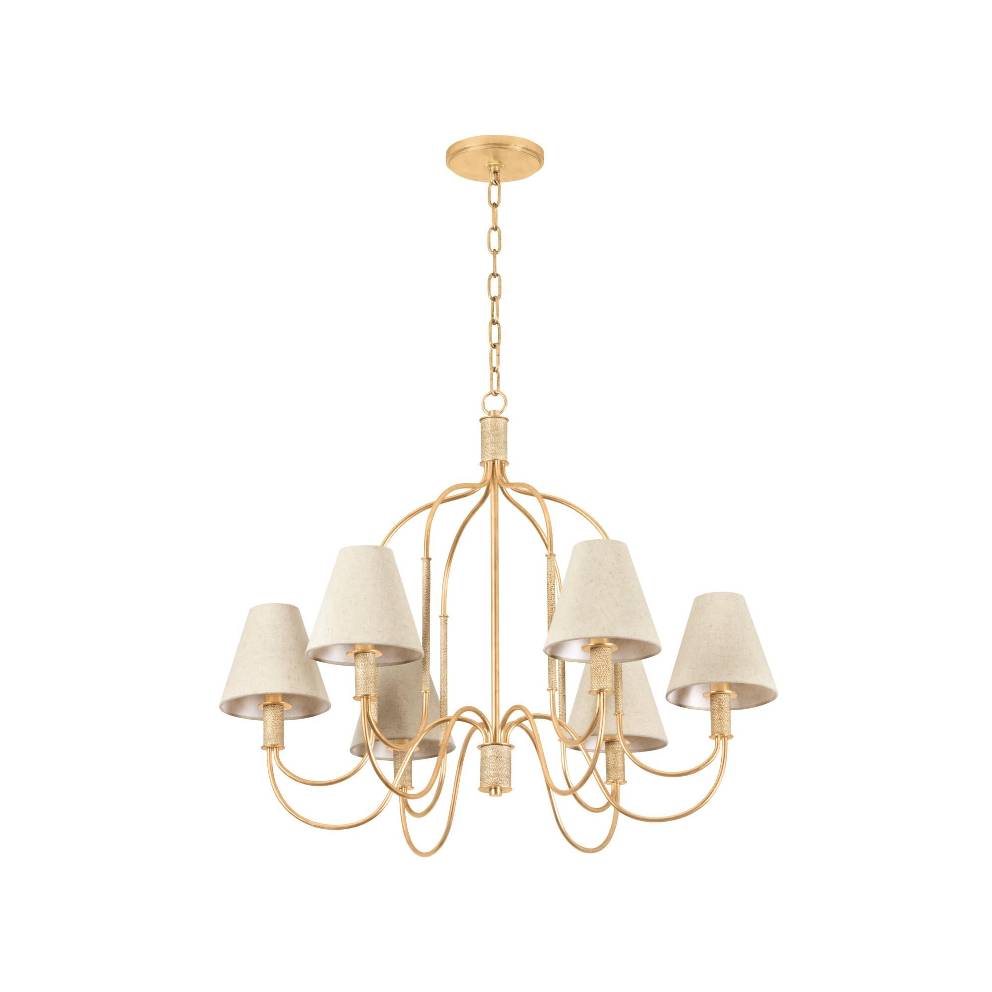Shown in Vintage Gold Leaf finish and Natural Linen shade
