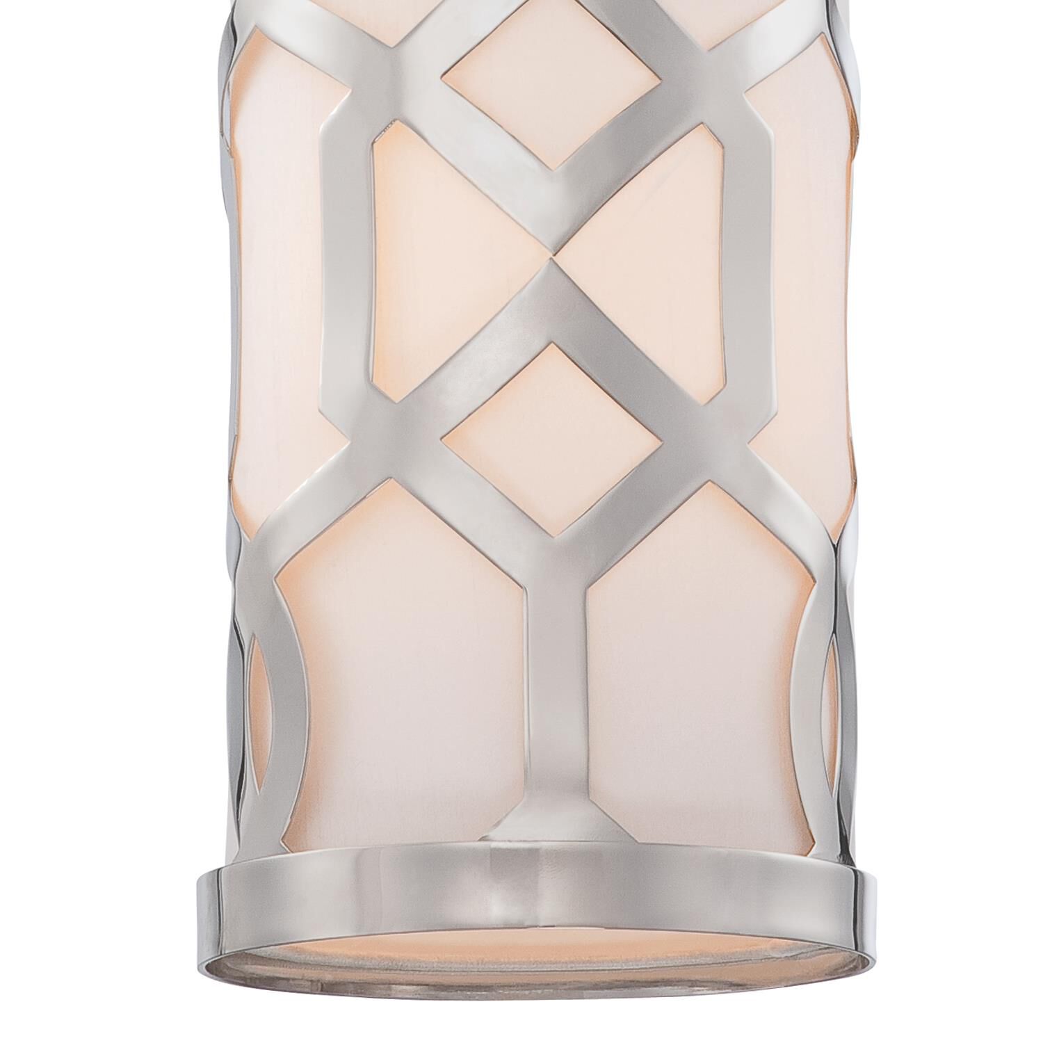 Shown in Polished Nickel finish and White Linen glass and White Linen shade