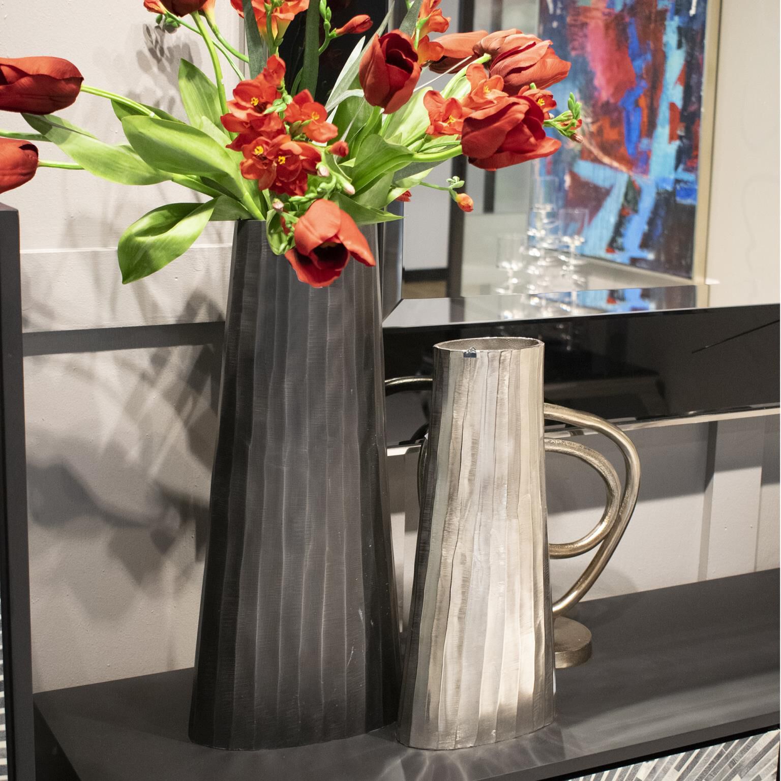 Chiseled Metal Vase-Urn by Howard Elliott Collection