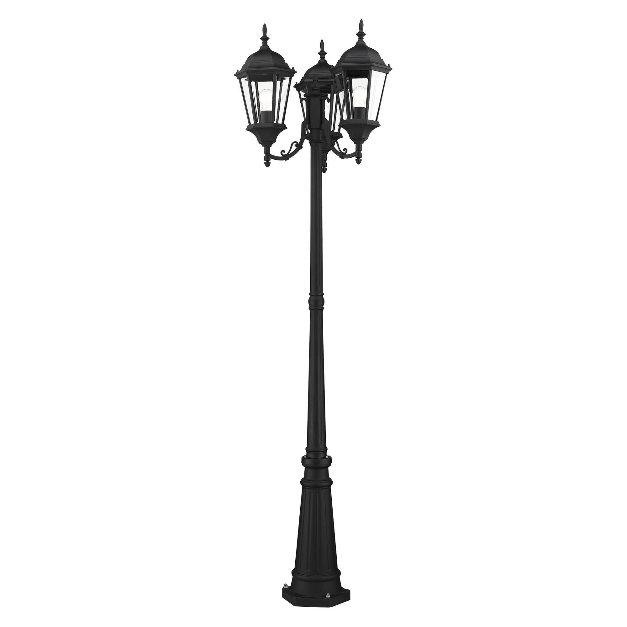 Shown in Textured Black finish and Clear Beveled glass and Clear Beveled Glass shade