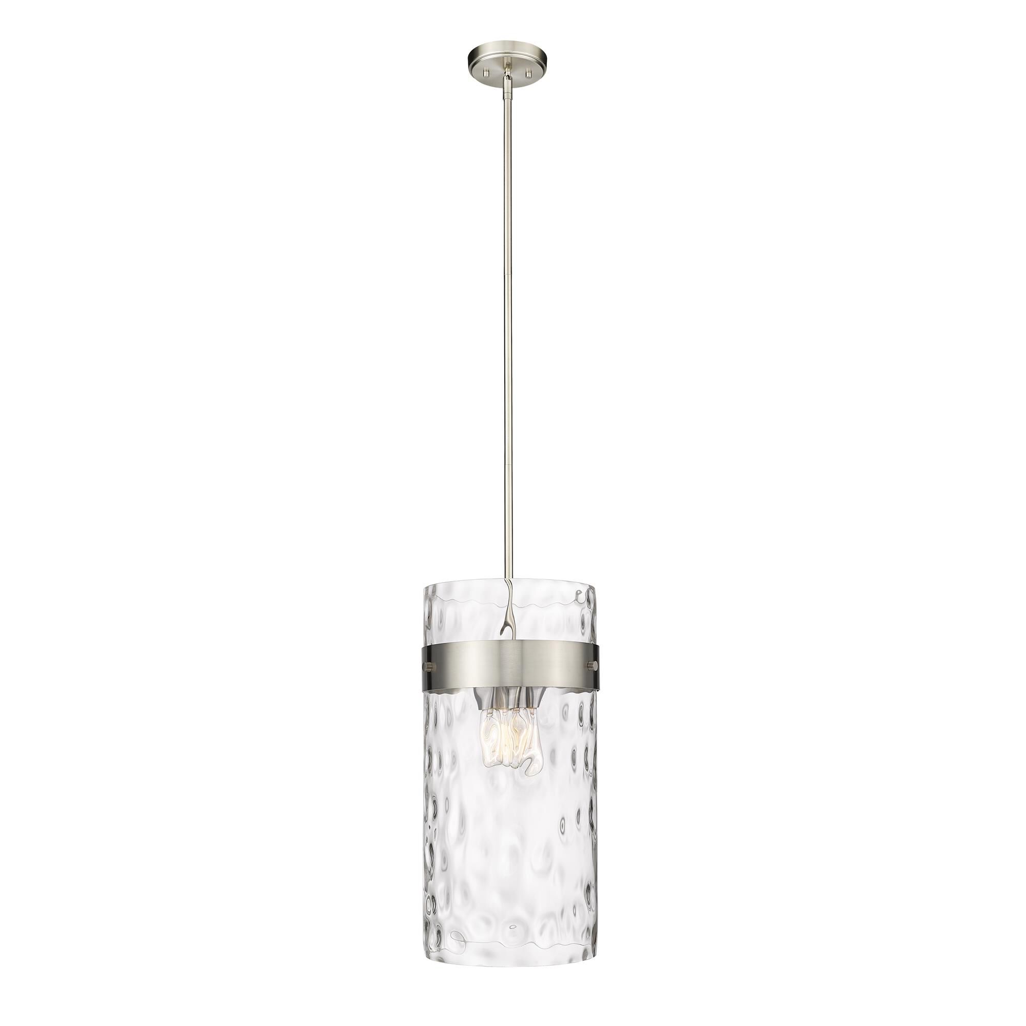 Shown in Brushed Nickel finish and Glass shade