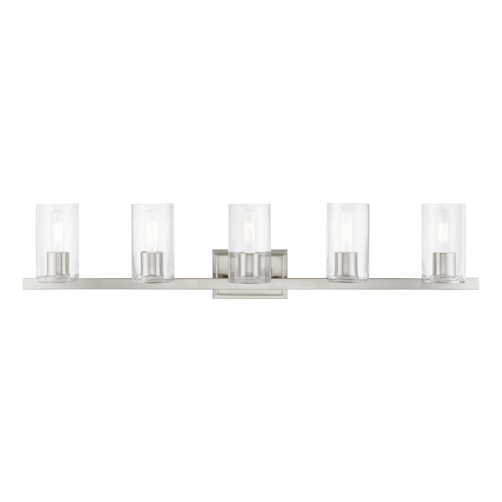 Shown in Brushed Nickel finish and Clear glass