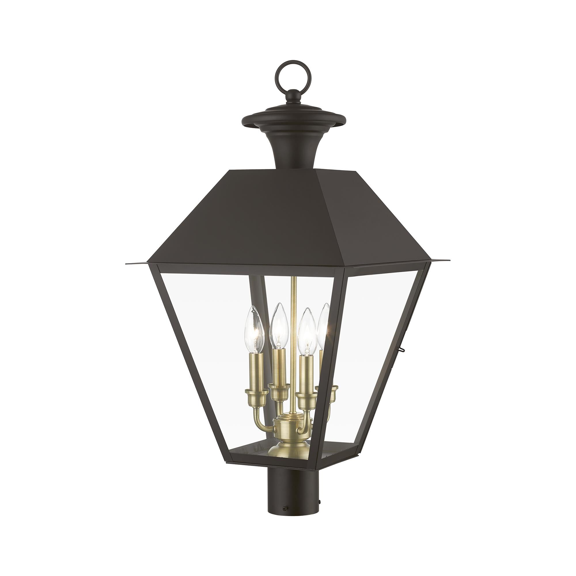 Shown in Bronze with Antique Brass Finish Cluster finish and Clear glass