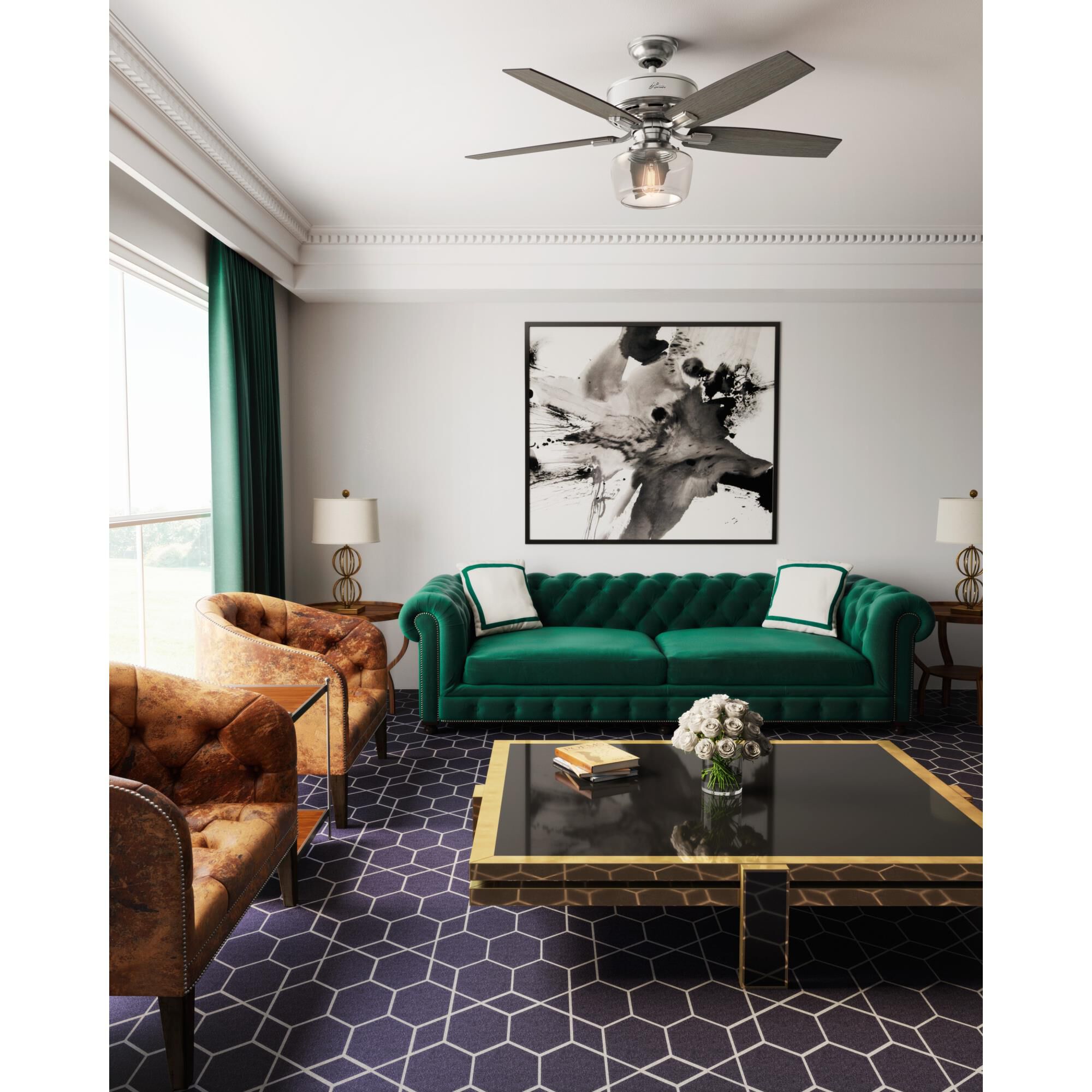 Bennett 52 Inch Ceiling Fan with Light Kit by Hunter Fan