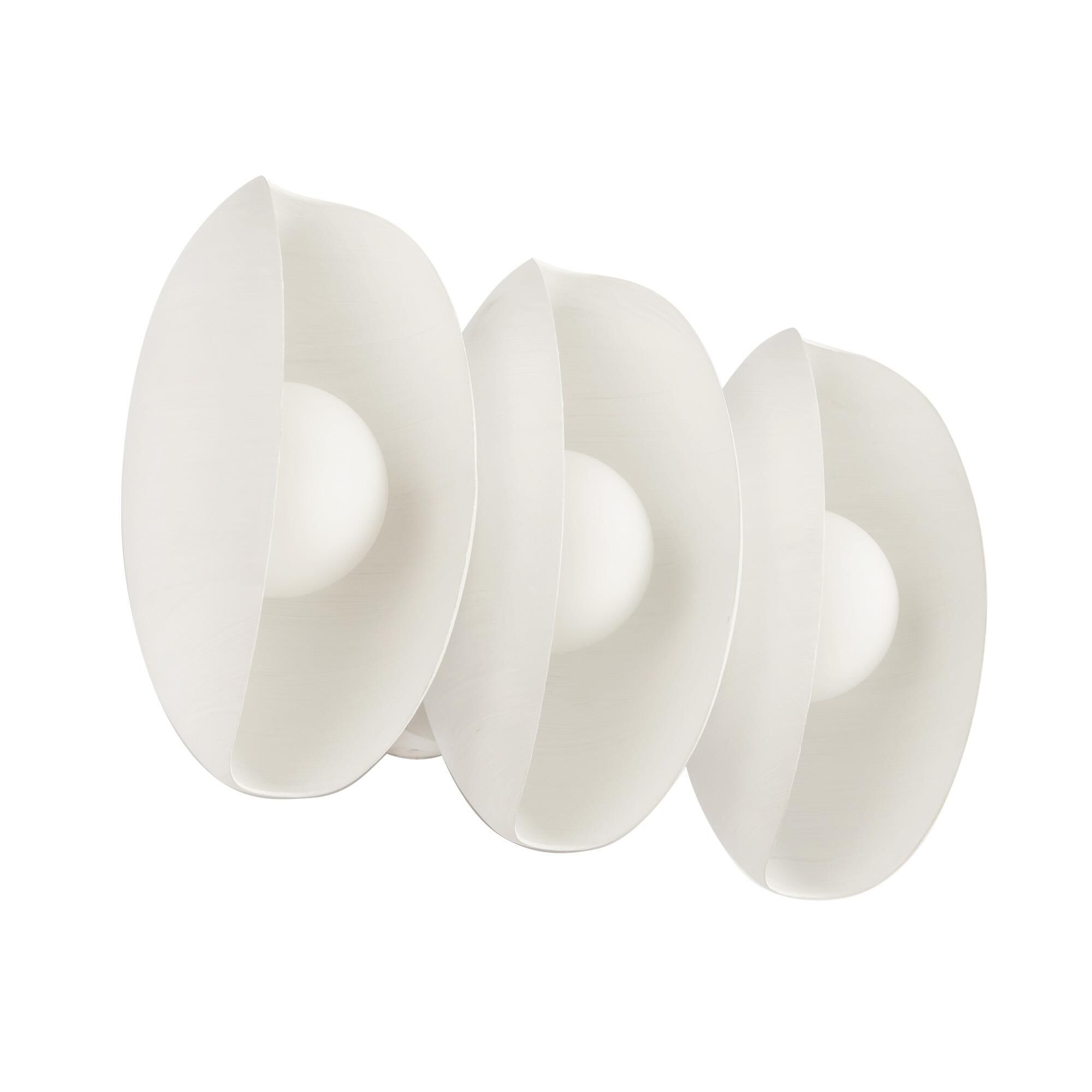 Shown in Antique White finish and Matte Opal glass