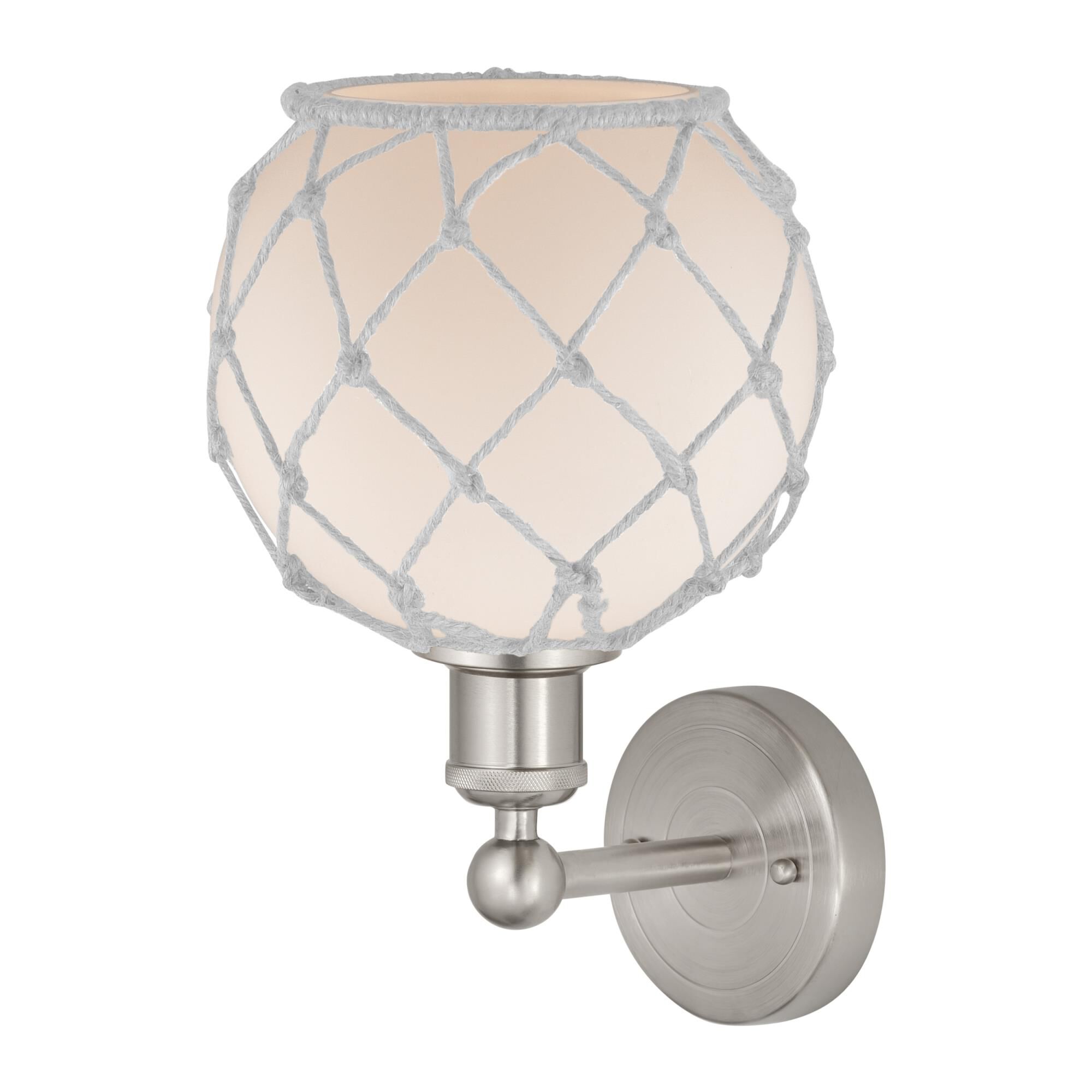 Shown in Brushed Satin Nickel finish and White with White Rope glass