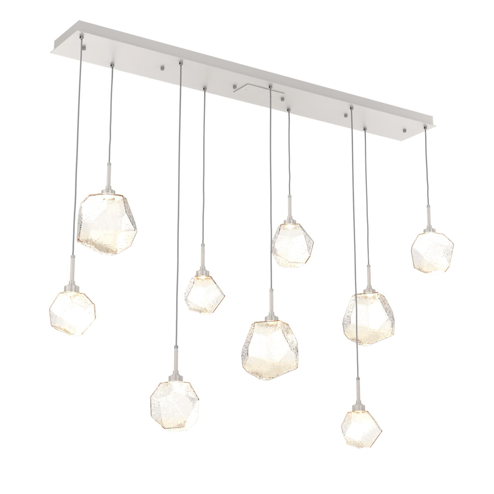 Shown in Metallic Beige Silver finish and Amber glass