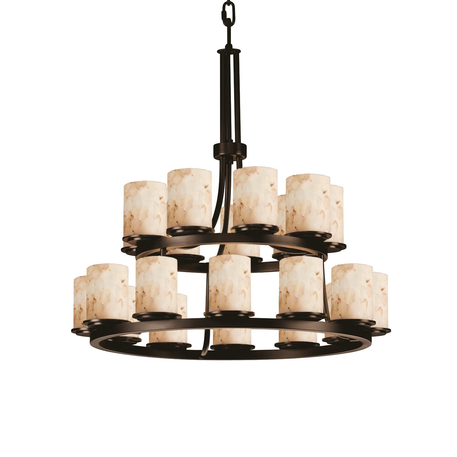 Shown in Dark Bronze finish and Alabaster Rocks shade