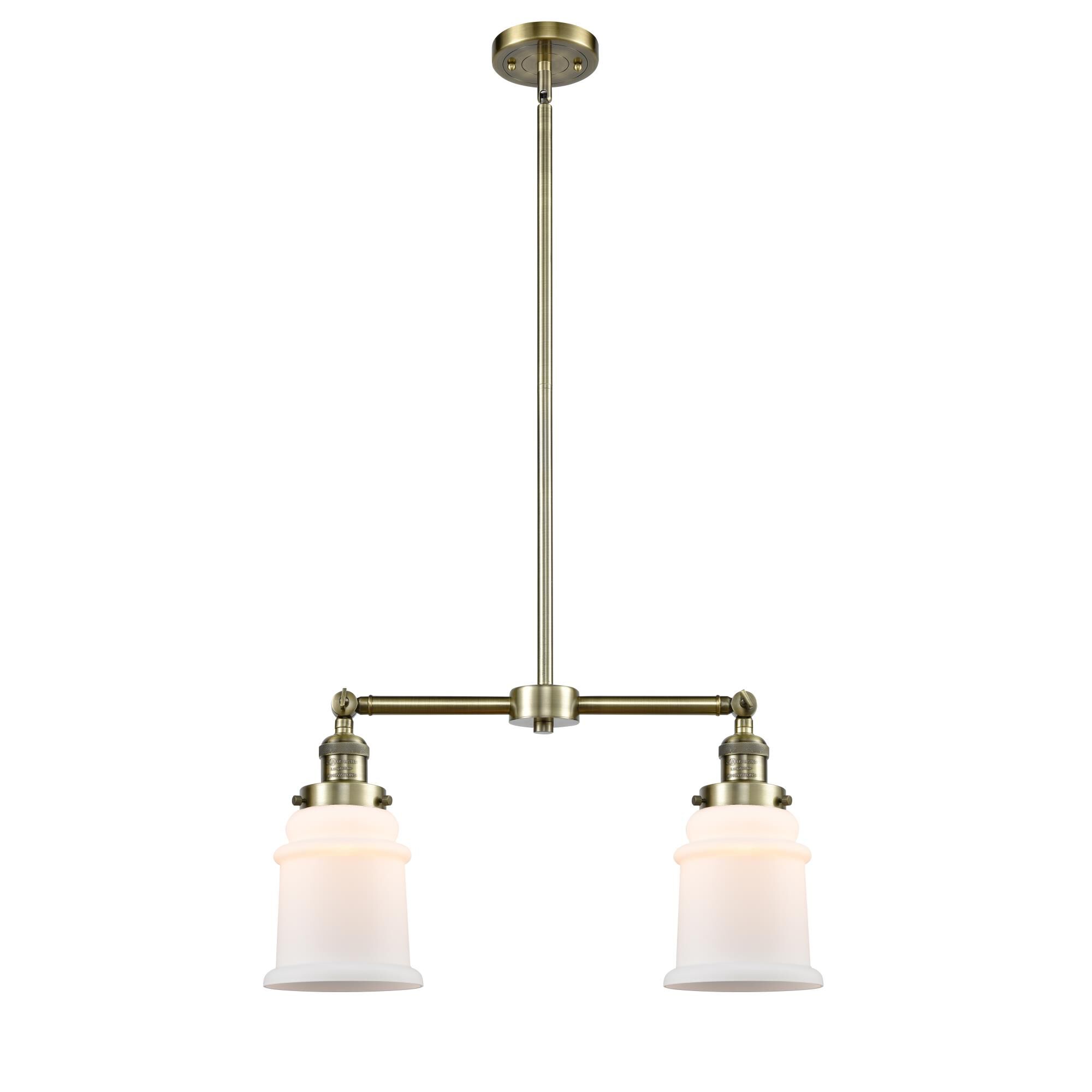 Shown in Antique Brass finish and Matte White - Bell glass
